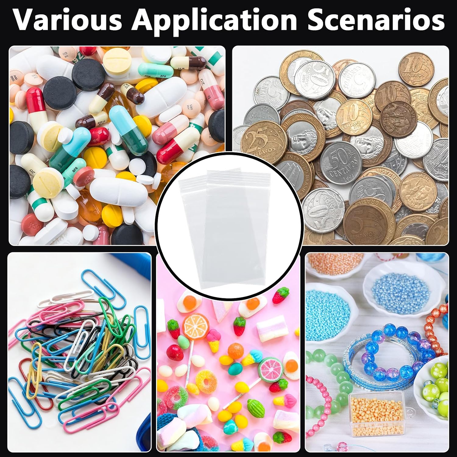 500 PCS 4" x 6" Small Plastic Bags for Jewelry Mini Clear Plastic Poly Bag 2 Mil with Resealable Lock Seal Zipper for Storage Gifts Candy Screws
