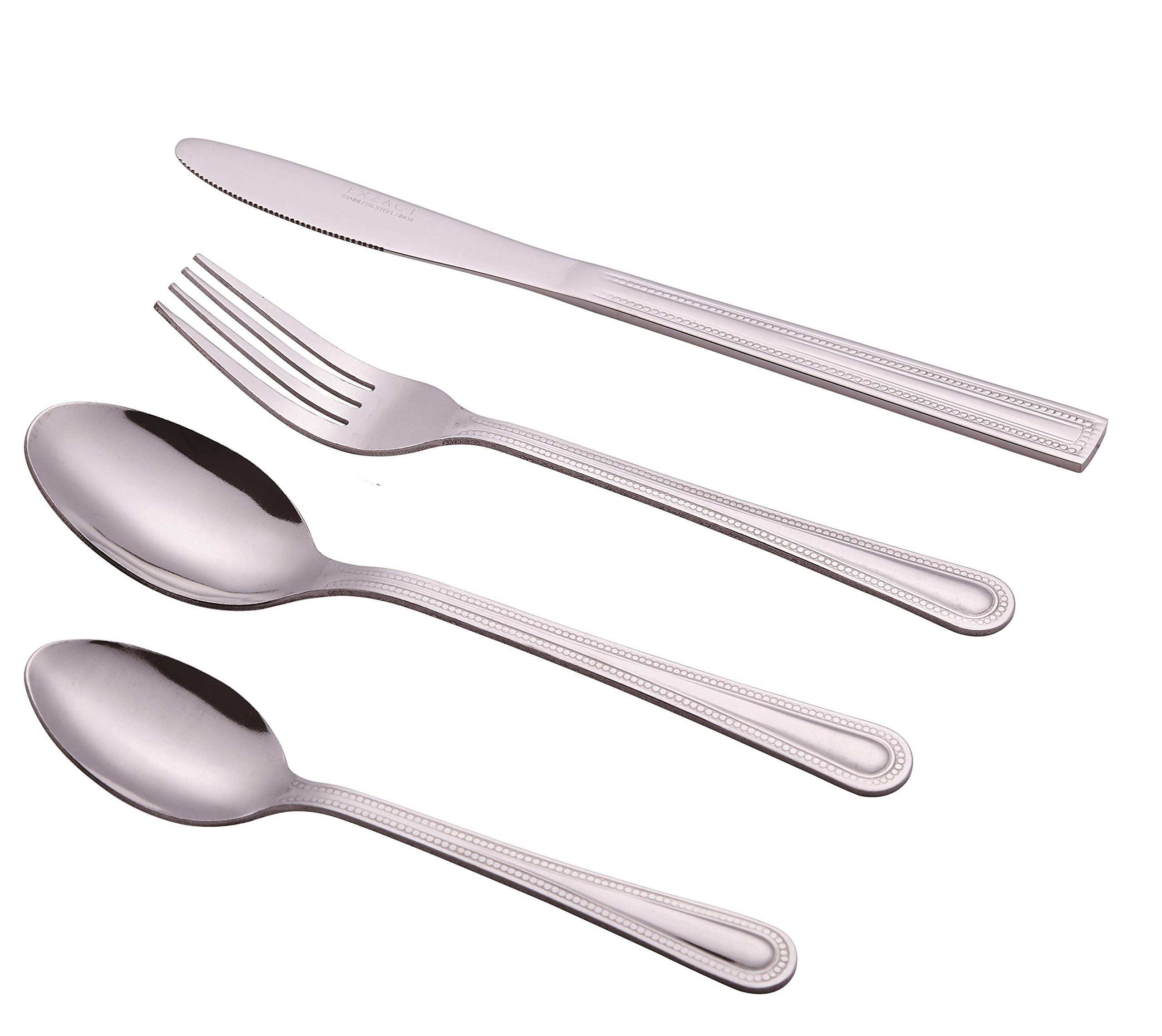 Set Posate EXZACT 24 Pezzi In Acciaio Inox - 6 Forchette, Coltelli, Cucchiai E Cucchiaini - Foto 4