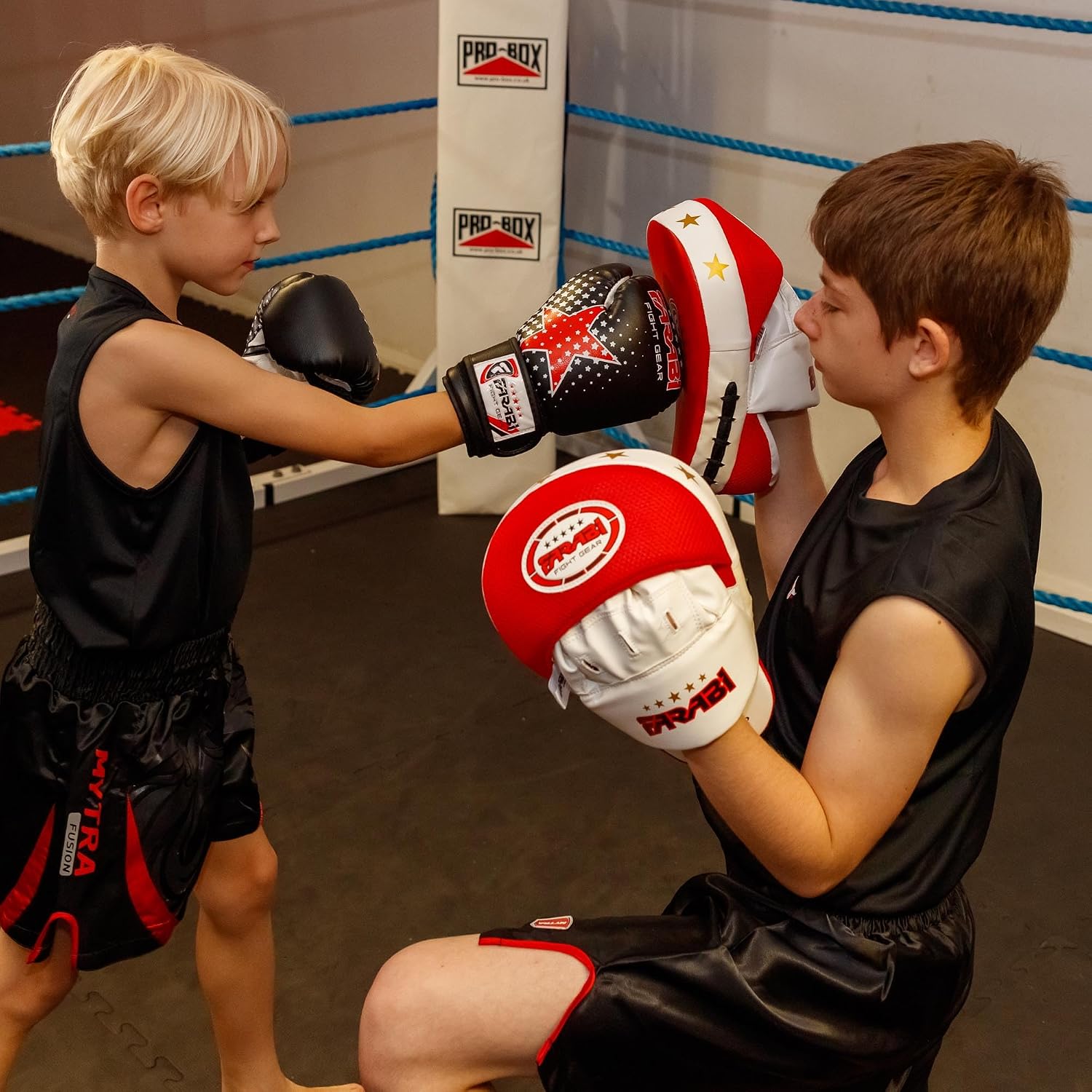 Farai Kids Boxing Gloves 6-oz Kickboxing Muay Thai Training MMA Sparring Gloves, Best Gloves for Training on Punching Bag, Focus Pads Practice