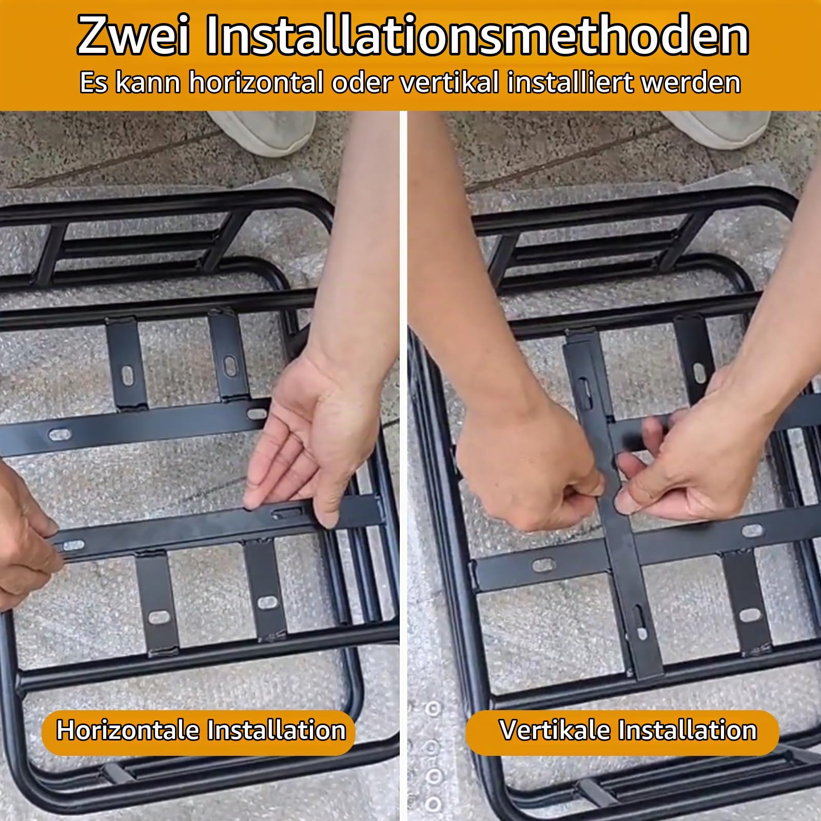 Großer Hinterer Fahrradkorb mit Eisenrahmen,Multifunktionaler Korb für Elektrofahrzeuge und Fahrräder, fahrradkorb hinten,Großer Abnehmbarer Fahrradkorb aus Metall hinten