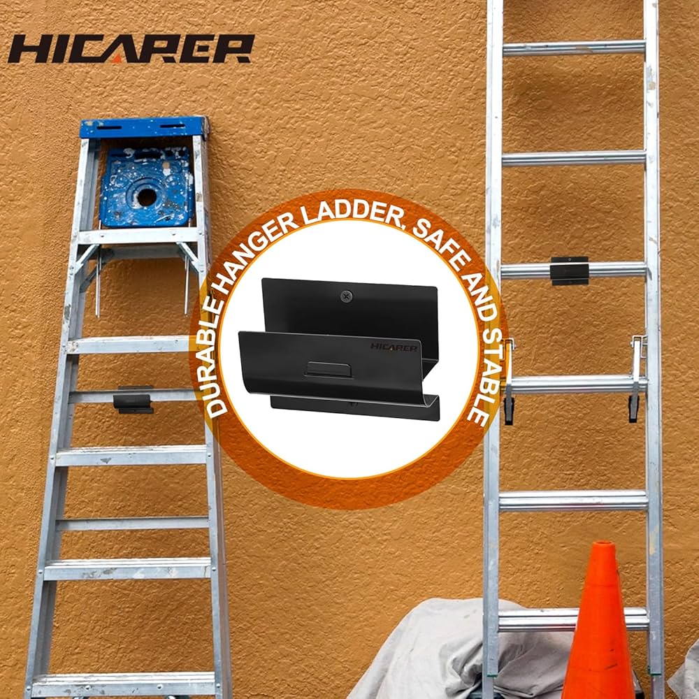 Hicarer 3 Pcs Ladder Hangers for Garage Wall Heavy Duty
