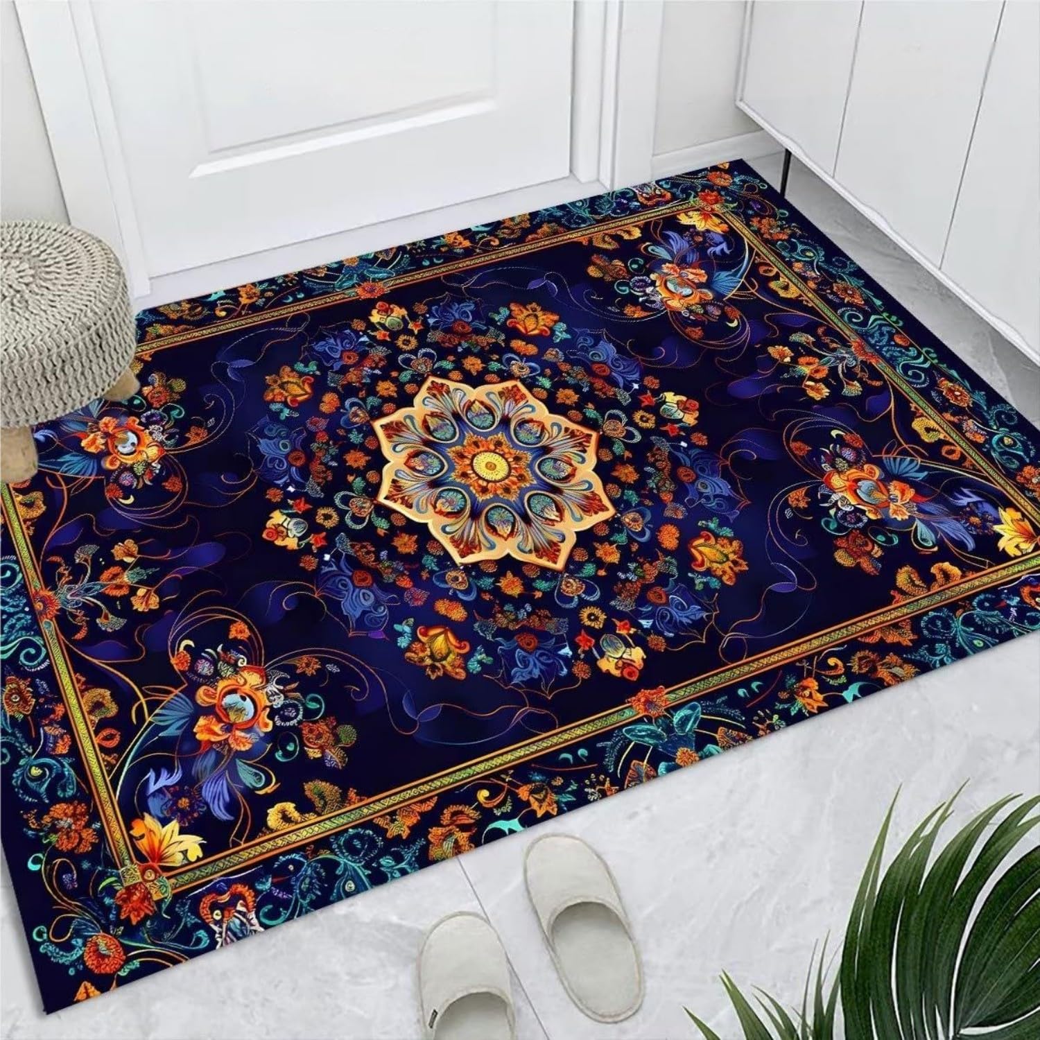 Purple Floral Rug,180x300cm Vintage Bohemian Style, Ethnic Tribal Colorful Floral Art Decorative Carpet, Non-Slip, Machine Washable, Large-Area Rugs for Girl's Bedroom Bedside Rugs for Living Room