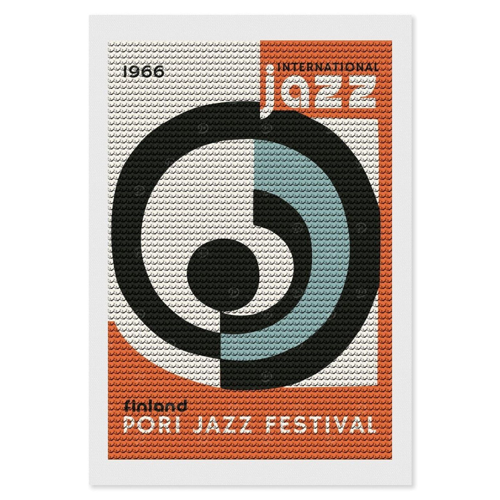 Junmoney Pori Jazz Music Festival DIY Diamond Art Canvas Kit 8"x12", Simple to Start, Fun Craft Experience, Modern Decor, Gift Idea, Adhesive Canvas