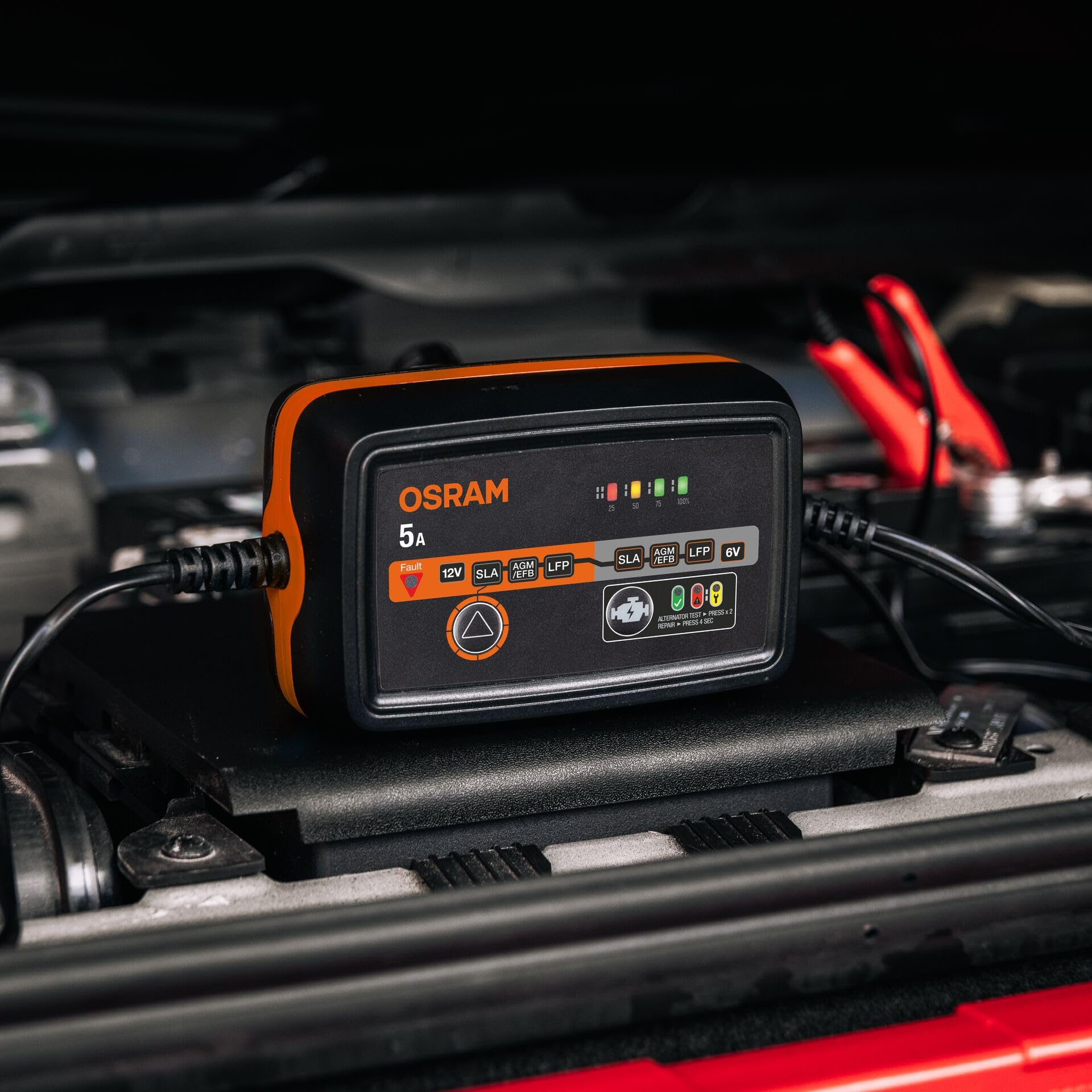 OSRAM BATTERYcharge 1005, Batterieladegerät 6V/12V, Intelligentes 5A Ladegerät, für AGM, EFB, Blei & Lithium, mit Erhaltungsmodus