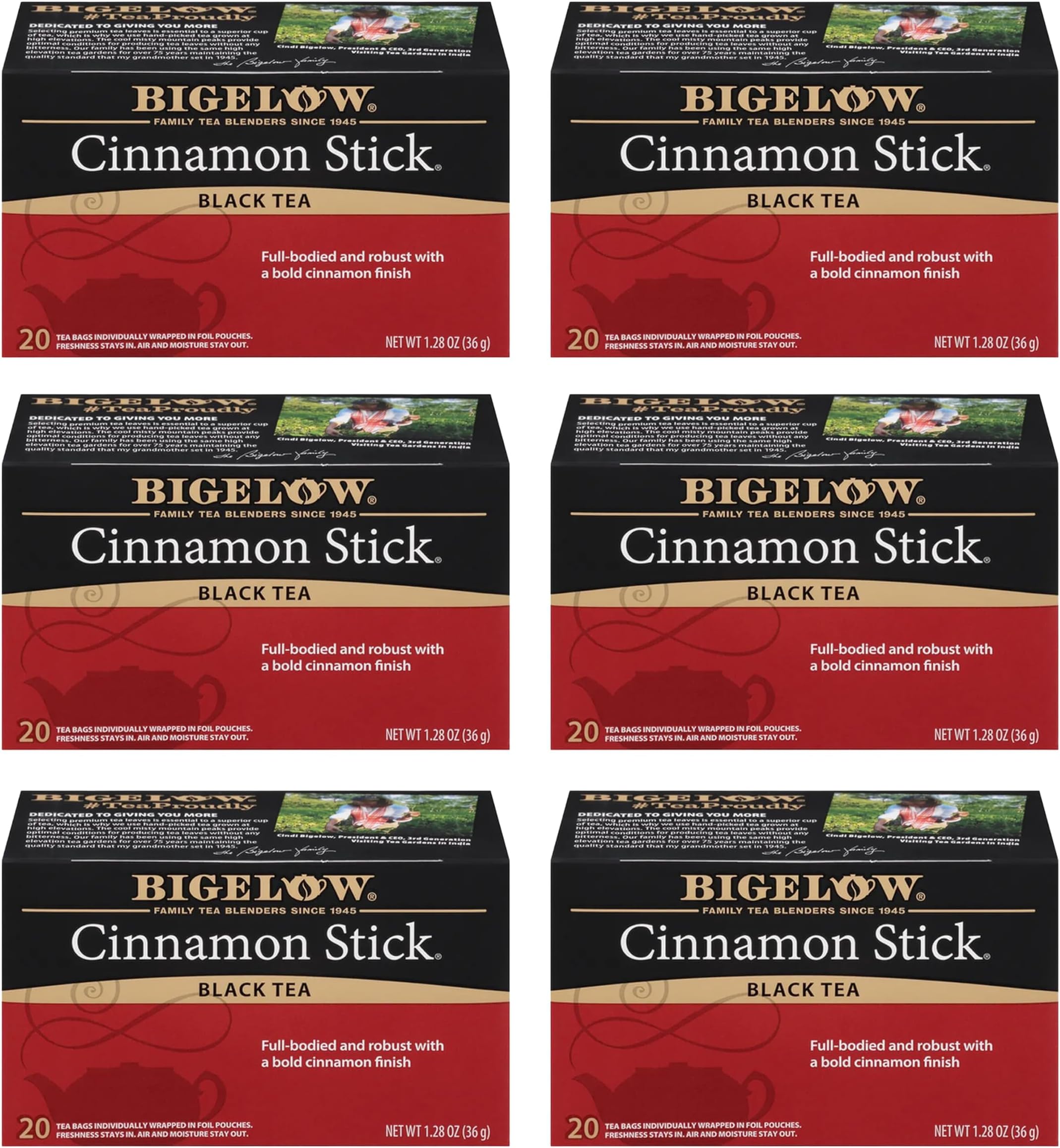 Bigelow Tea Cinnamon Stick Black Tea, 20 Count (Pack of 6)