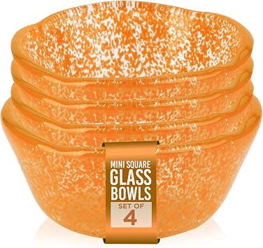 IMPULSE! Mini Small Splendido 2 oz. Glass Bowl Orange Set of 4 -Perfect for Serving, Food Prep, Condiments, Crafts, and Decor! Versatile and Stylish- 2.5" D X 1.2" H