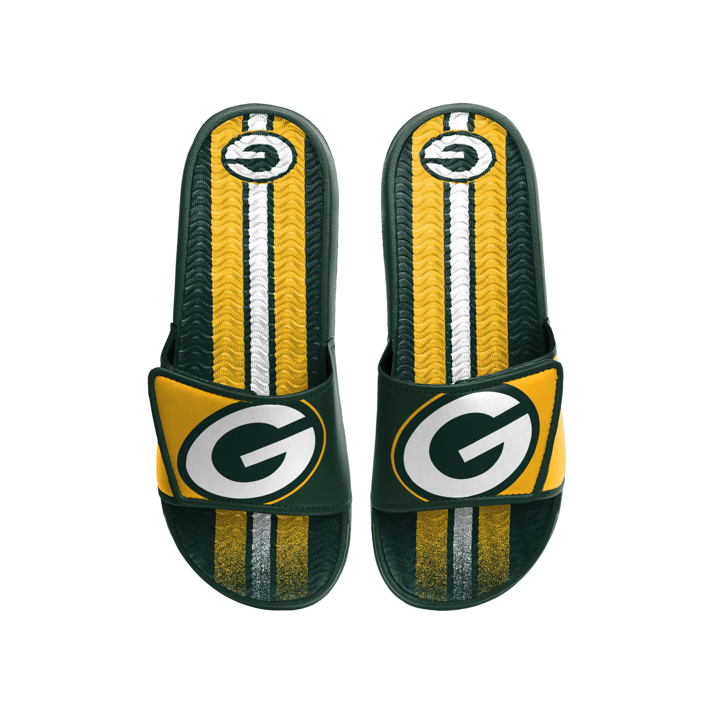 FOCO Green Bay Packers NFL Mens Team Stripe Gel Slide - XL