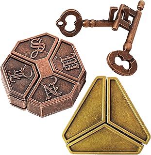 Brain Teasers Puzzles Metal Puzzles Kit 3 PCS Magic Vintage Unlock Interlocking Puzzle IQ Logic Test Disentanglement Educational Toy for Kids Adults Mind Classroom Party Challenge