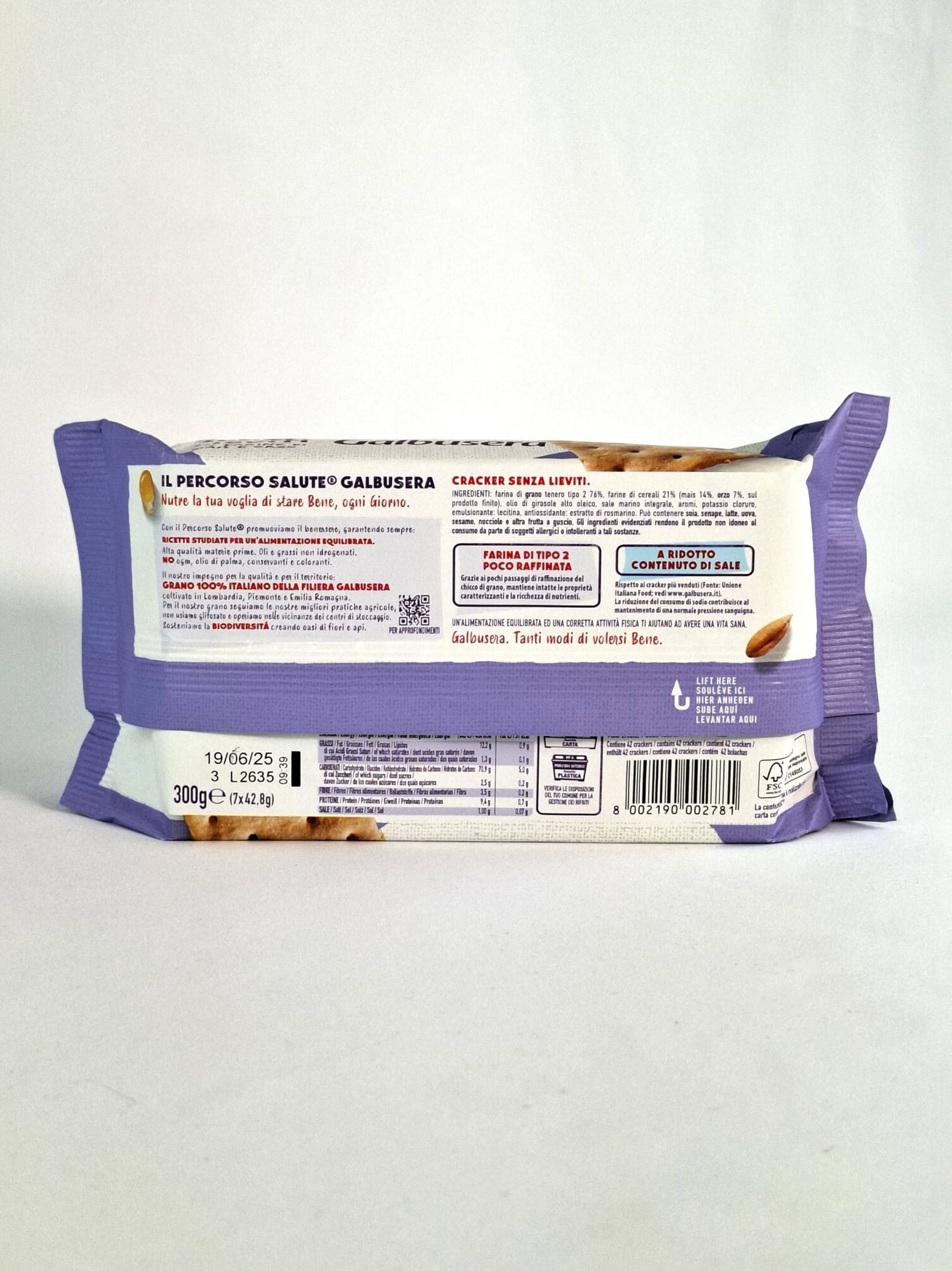 Galbusera BuoniCosì Cracker senza Lieviti con Farina di Tipo 2 - Pacco da 12 x 300 g