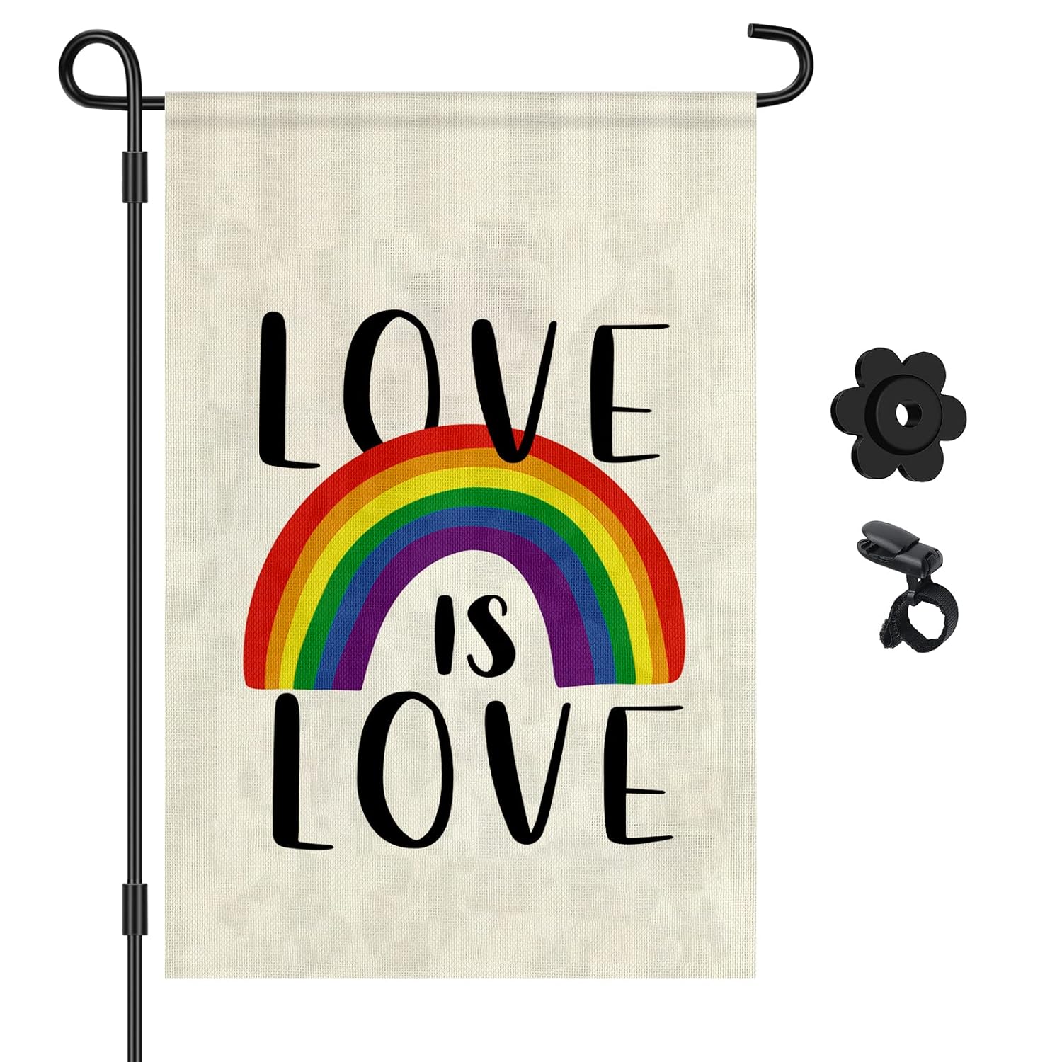 HOOSUN Garden Flag Stand Premium Garden Flag Pole Holder Metal Wrought