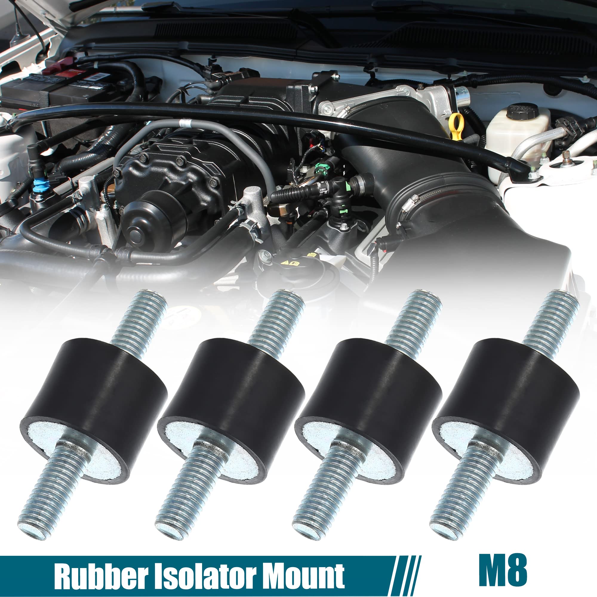 X AUTOHAUX Lot de 4 supports isolateurs anti-vibrations M8 en caoutchouc 25 x 20 mm pour moteurs de voiture