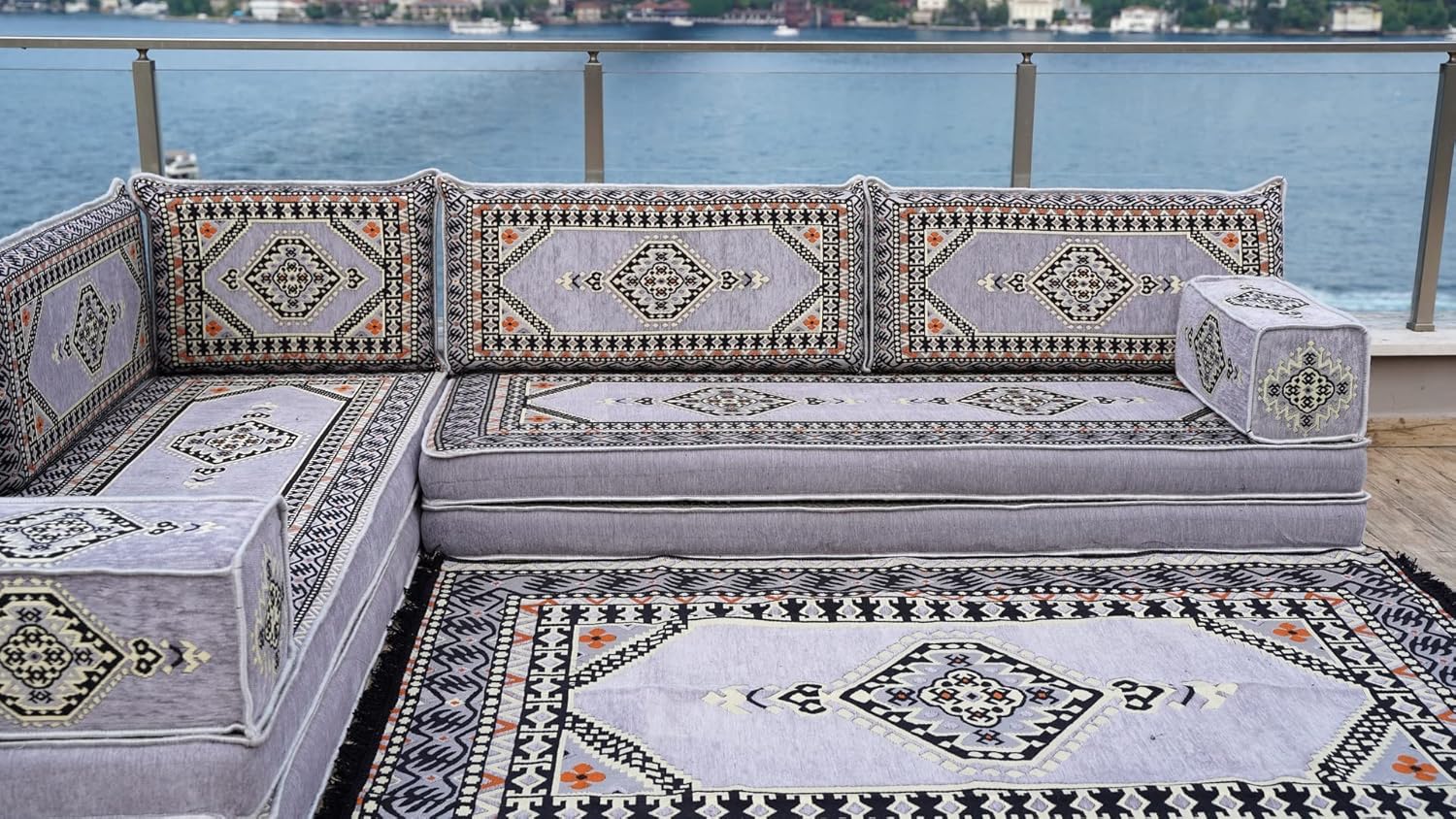 arabicsofa Gray Oriental Arabic Jalsa Floor Seating – Handmade Modular Floor Cushion