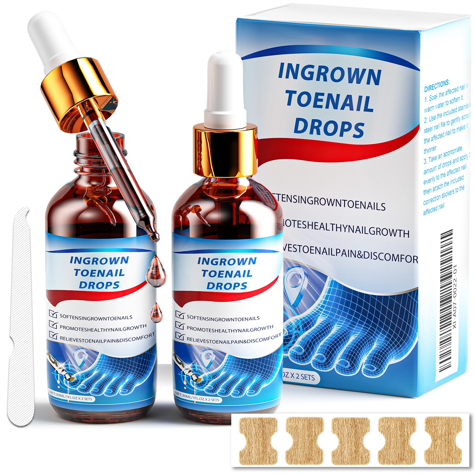 Ingrown Toenail Treatment, 2Pcs Pipe Ingrown Toenail Drops, Ingrown Toenail Softener and Reliever Kit for Easy, Ingrown Toenail Corrector Drops, 30ML