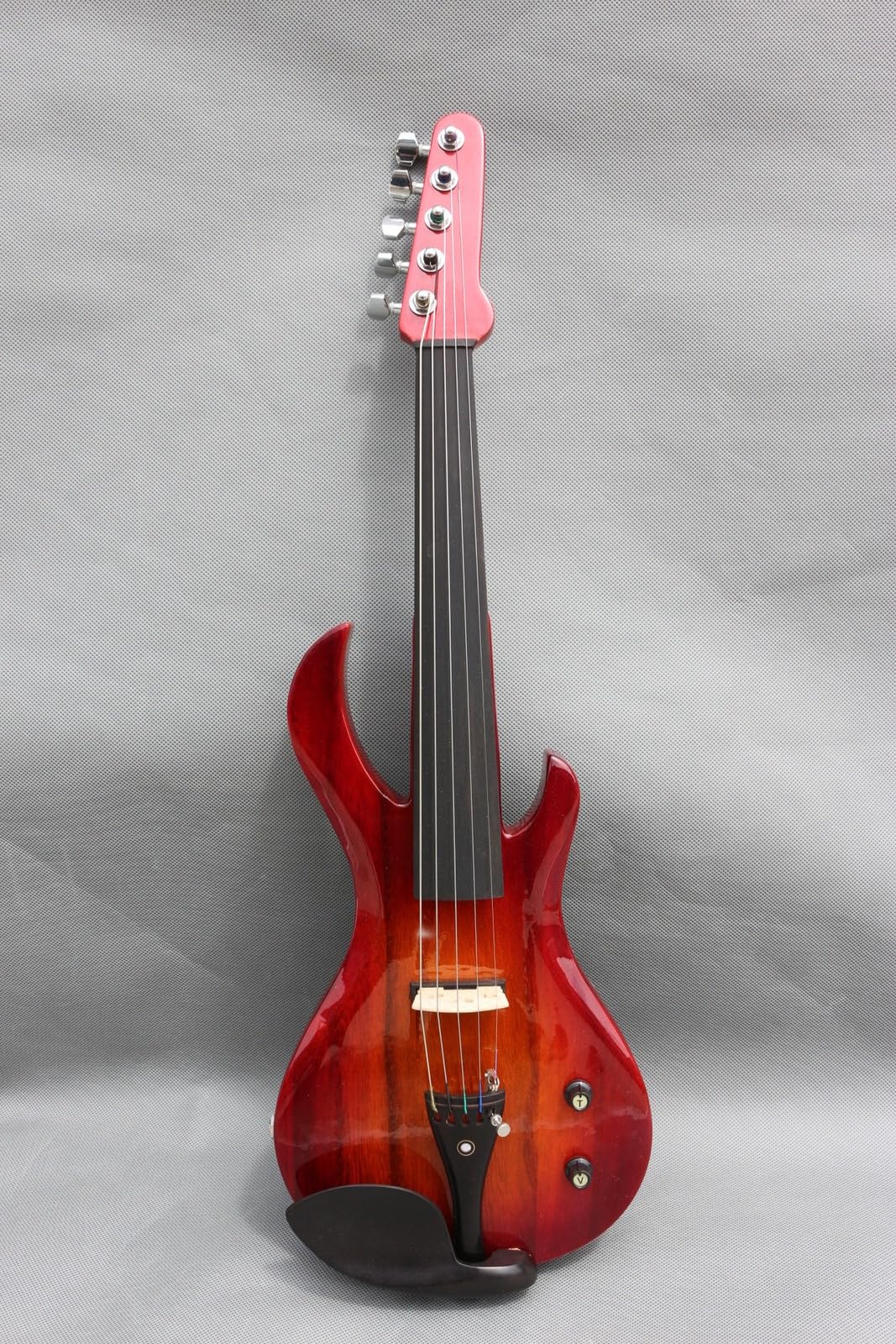 YoungMonic Solid Wood 5 Strings Electric Viola 16 Inch Guitar Shape Ebony Fittings Case Bow (16 Inch)