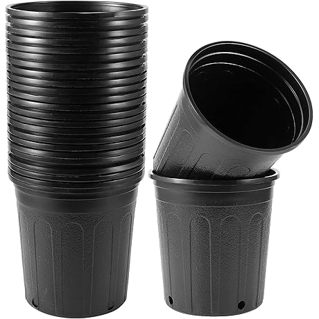 HAKZEON Black Plastic Nursery Pots: 1 Gallon Capacity for Plant Cultivation