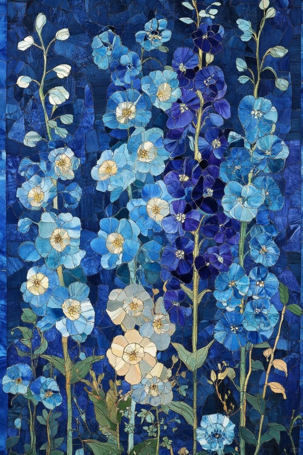 AxiangziK DIY Embroidery Kit Flores azules 11CT 80x100cm