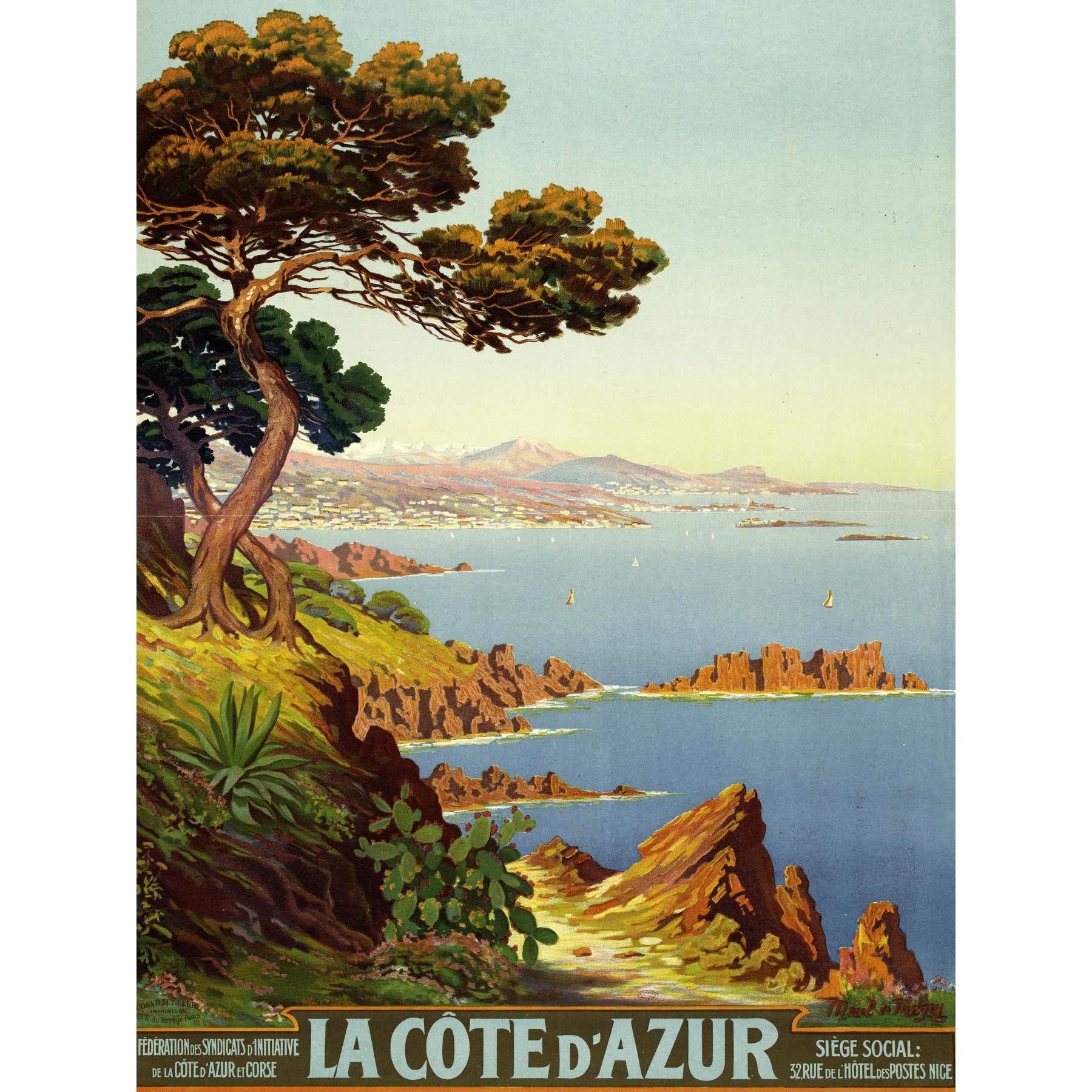 De Tanguy Cote D'azur France Travel Advert Large Wall Art Print Canvas Premium Mural
