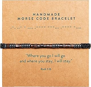 Christian Morse Code Bracelet | Handmade Adjustable Custom Bible Verse Bracelets For Women & Men | Religious Faith Scripture | Catholic Beaded Jewelry Gift For Encouragement, Inspirational Hidden Message