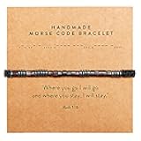 ARK & BAY Christian Morse Code Bracelet | Handmade Adjustable Custom Bible Verse Bracelets For Women & Men | Religious Faith Scripture | Catholic Beaded Jewelry Gift For Encouragement, Inspirational Hidden Message