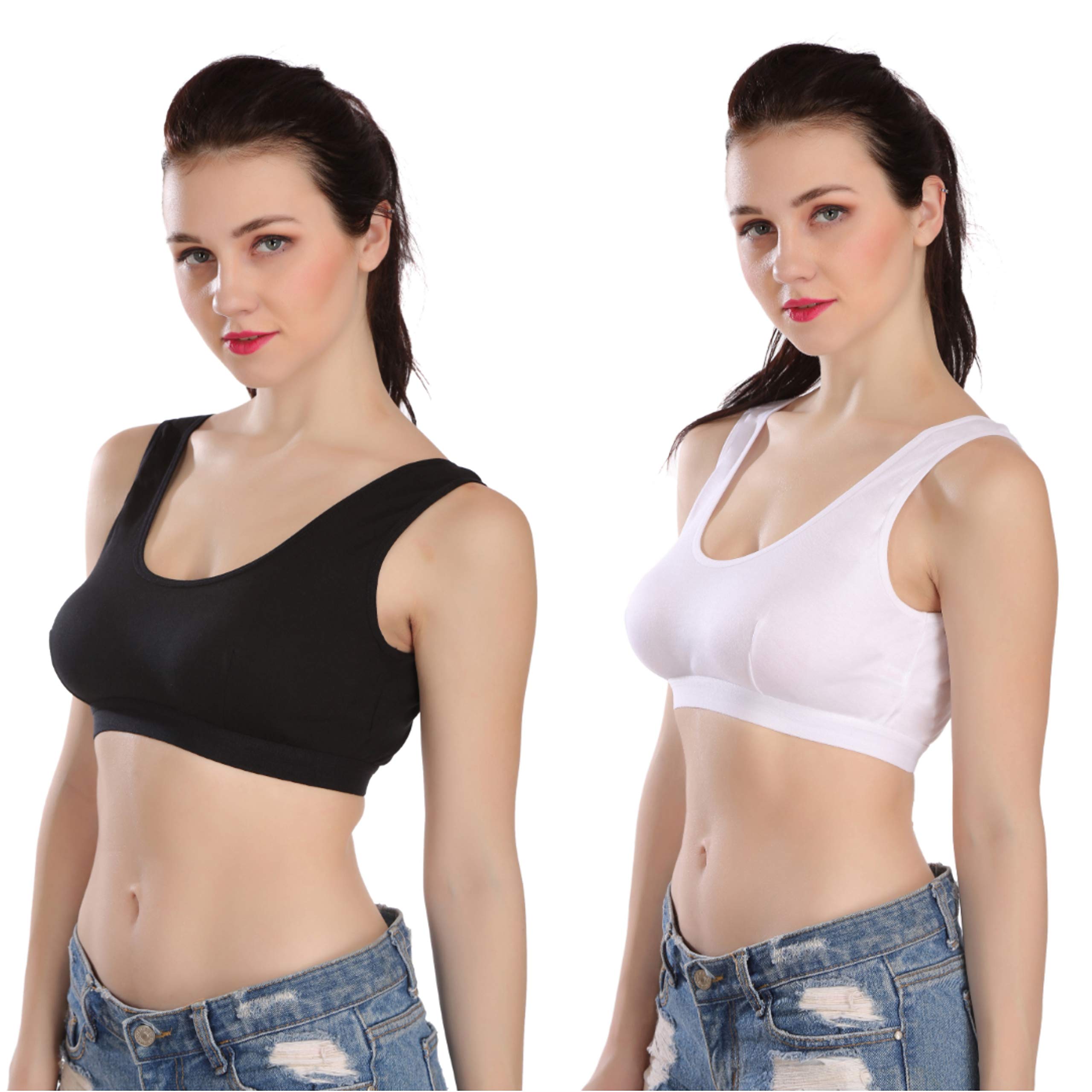 Women's Cotton Non Padded Non-Wired Sports Bra (Pack of 2)-image-23