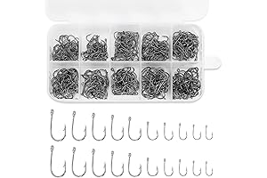 500 Pieces Size 10 Fishing Hooks, Carbon Steel Fishing Gear with Holes for Saltwater Fishing