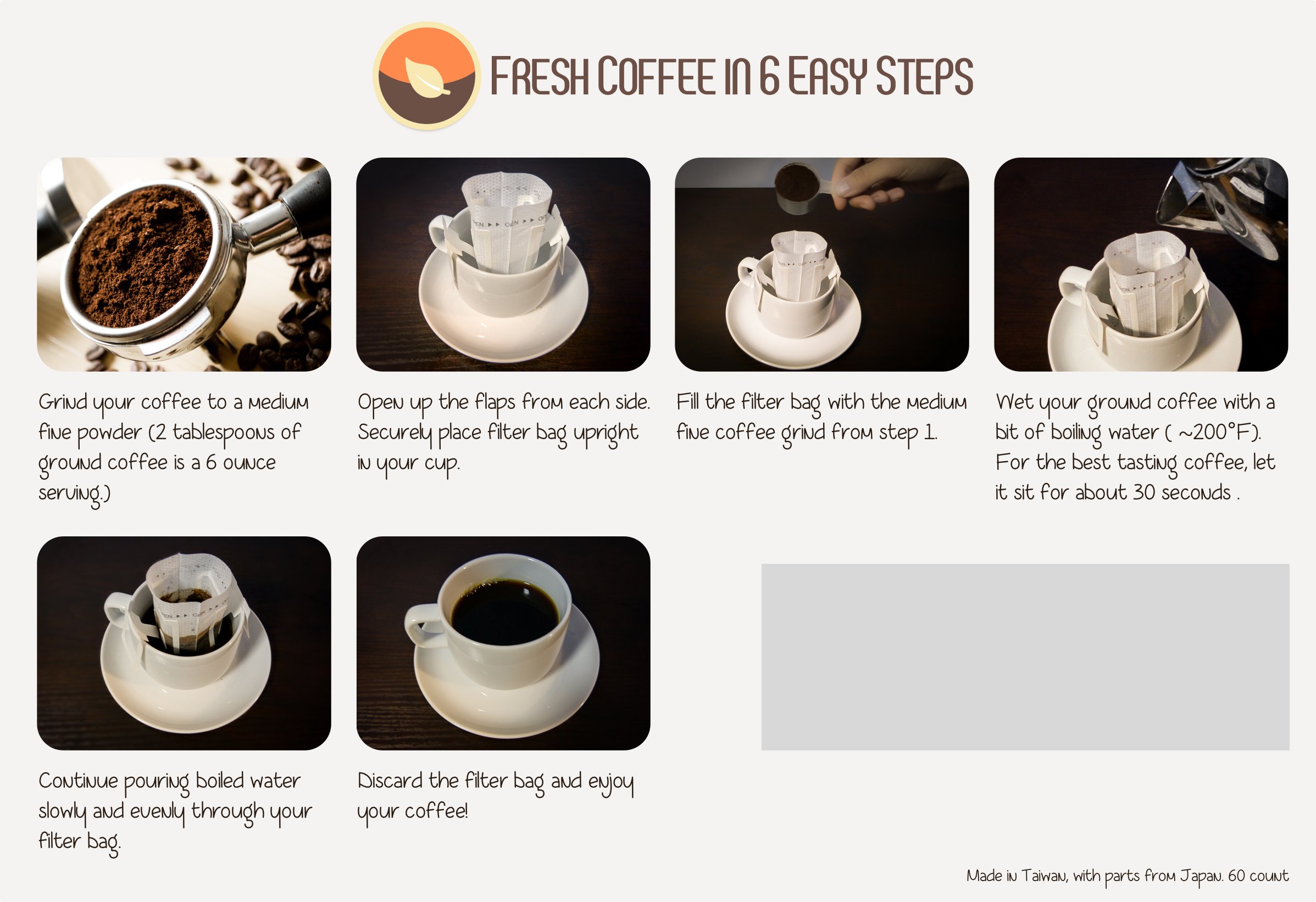 Jasmine Cafe Premium Single Serve Disposable Drip Coffee Filter Bag