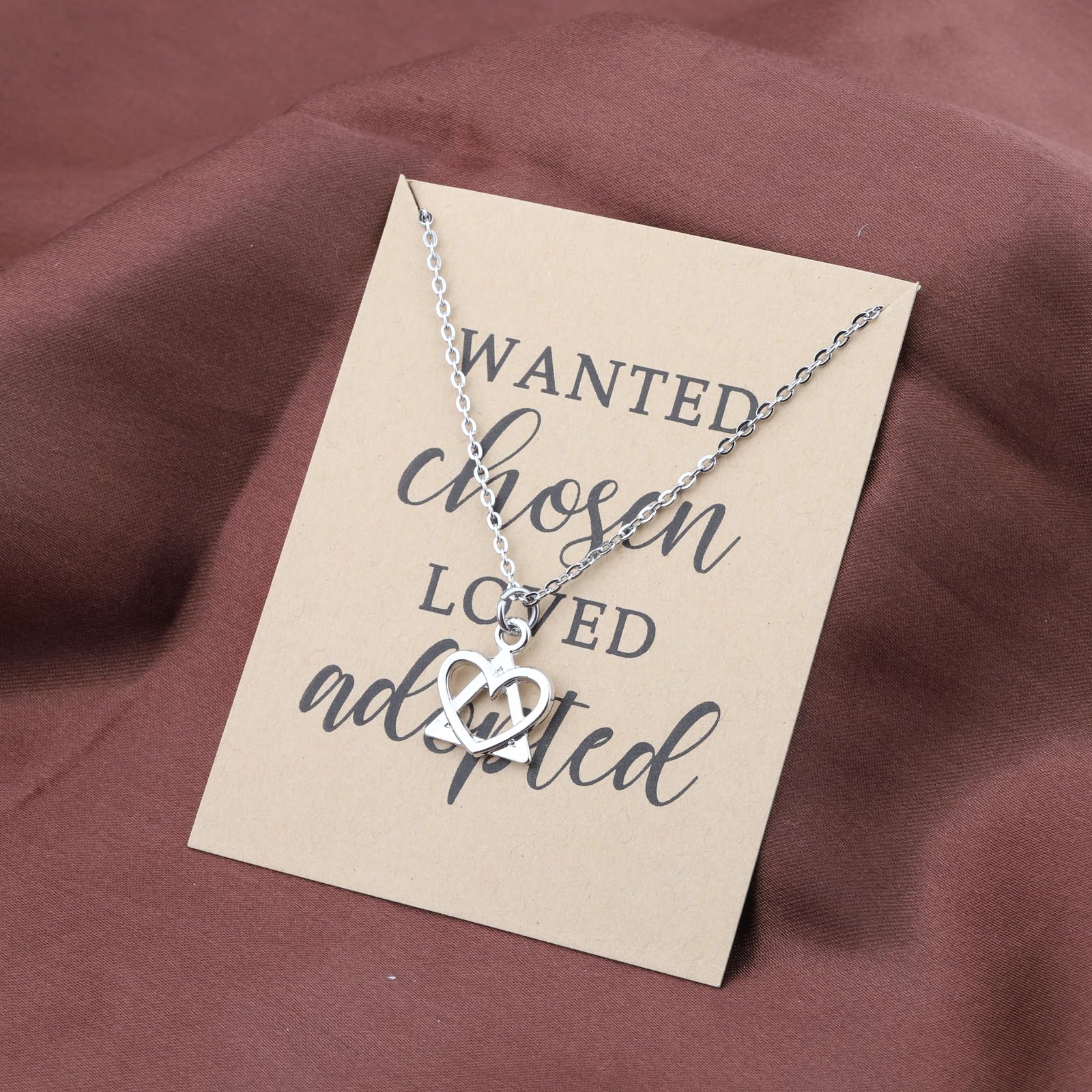 Gzrlyf Adoption Symbol Necklace Adoption Day Gift Gotcha Day Adoptive Gift Adoption Jewelry WANTED chosen LOVED adopted