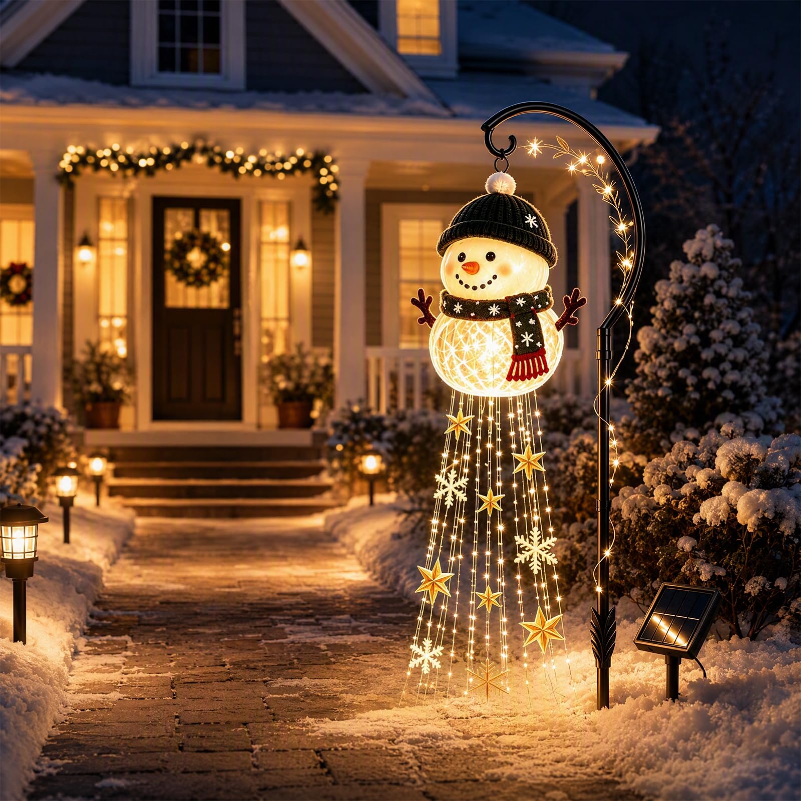 Schneemann-Magiebrunnen Licht, Solar LED Weihnachtsgarten-Dekostecker