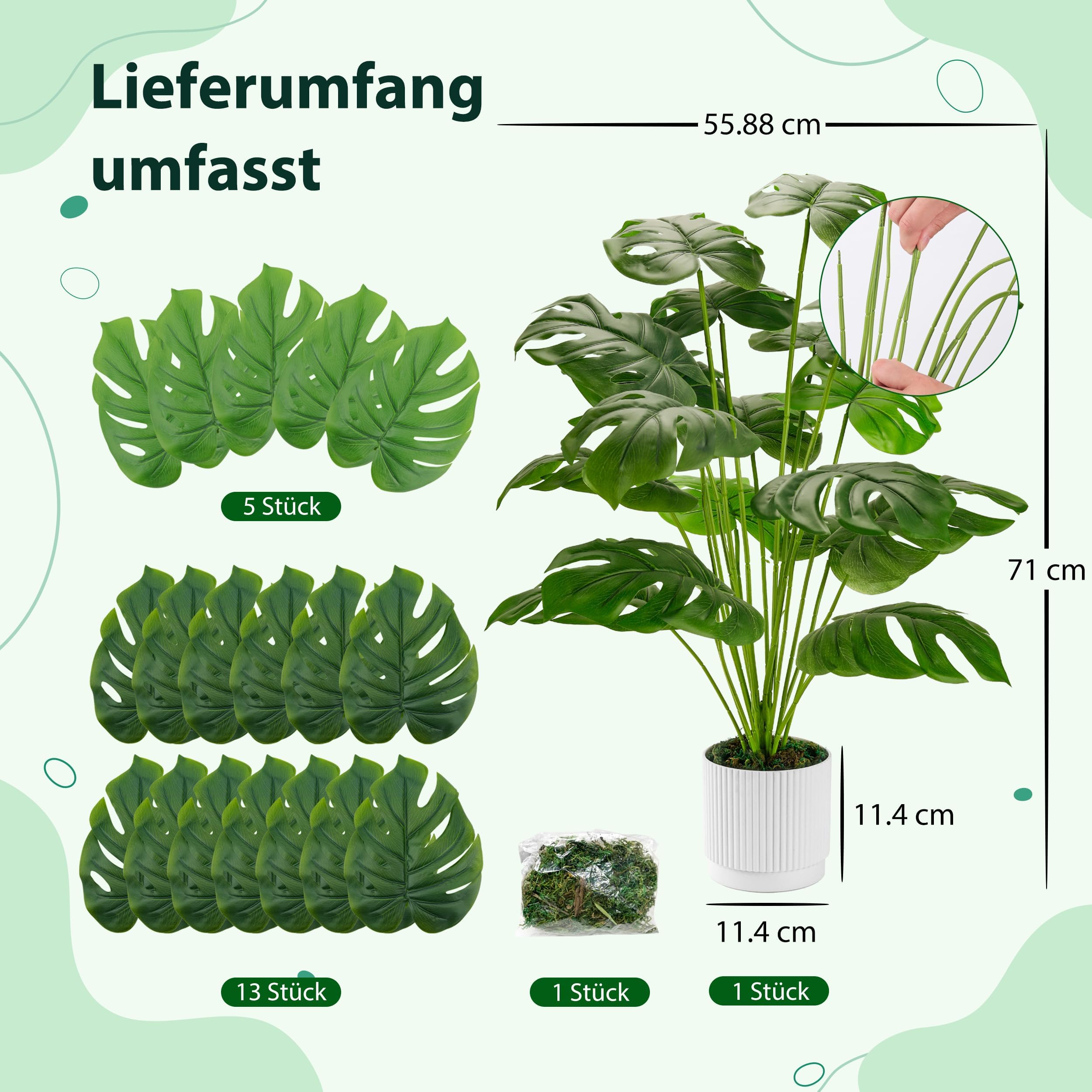 Der Rose Kunstpflanze Künstliche Pflanzen Wie Echt 71 cm Kunstpflanzen Groß Fake Plant für Wohnzimmer Badezimmer Schlafzimmer Zimmer Balkon Deko