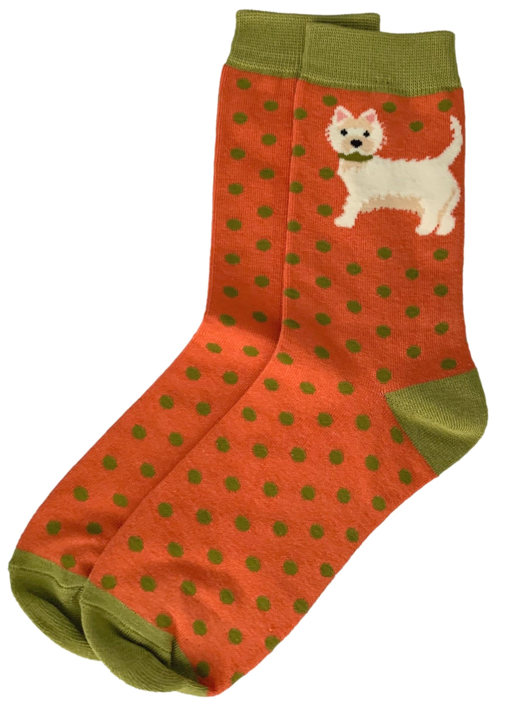 Purple Possum Women's Orange Purple Possum® Socks Westie Dogs West Highland Terrier Dog Pattern Polka Dots Bamboo Cotton Blend Westies Socks