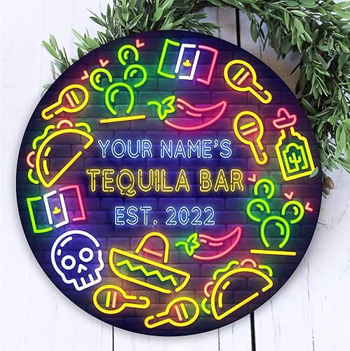 Miniatura 36 de Placa de pared de madera de bar de tequila mexicano personalizado, letrero de bar de México, letrero rústico para pub para el hogar, decoración de 01