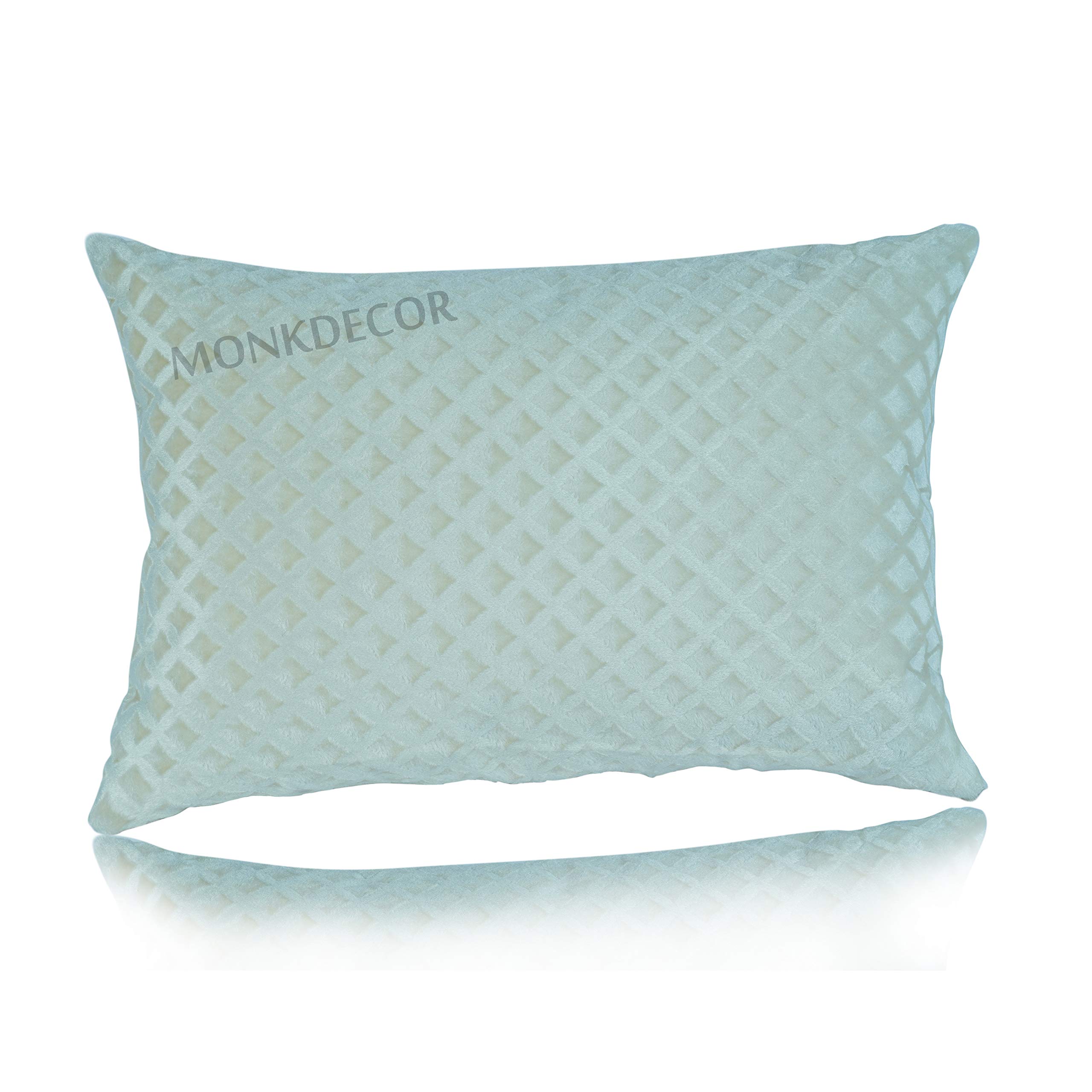 MONKDECOR Rectangle Shape Cushion Cover (Size-12x18 Inches) (Set of 2 Pieces)- Self Check - Offwhite (B099QXMX5Q) Amazon Price History, Amazon Price Tracker