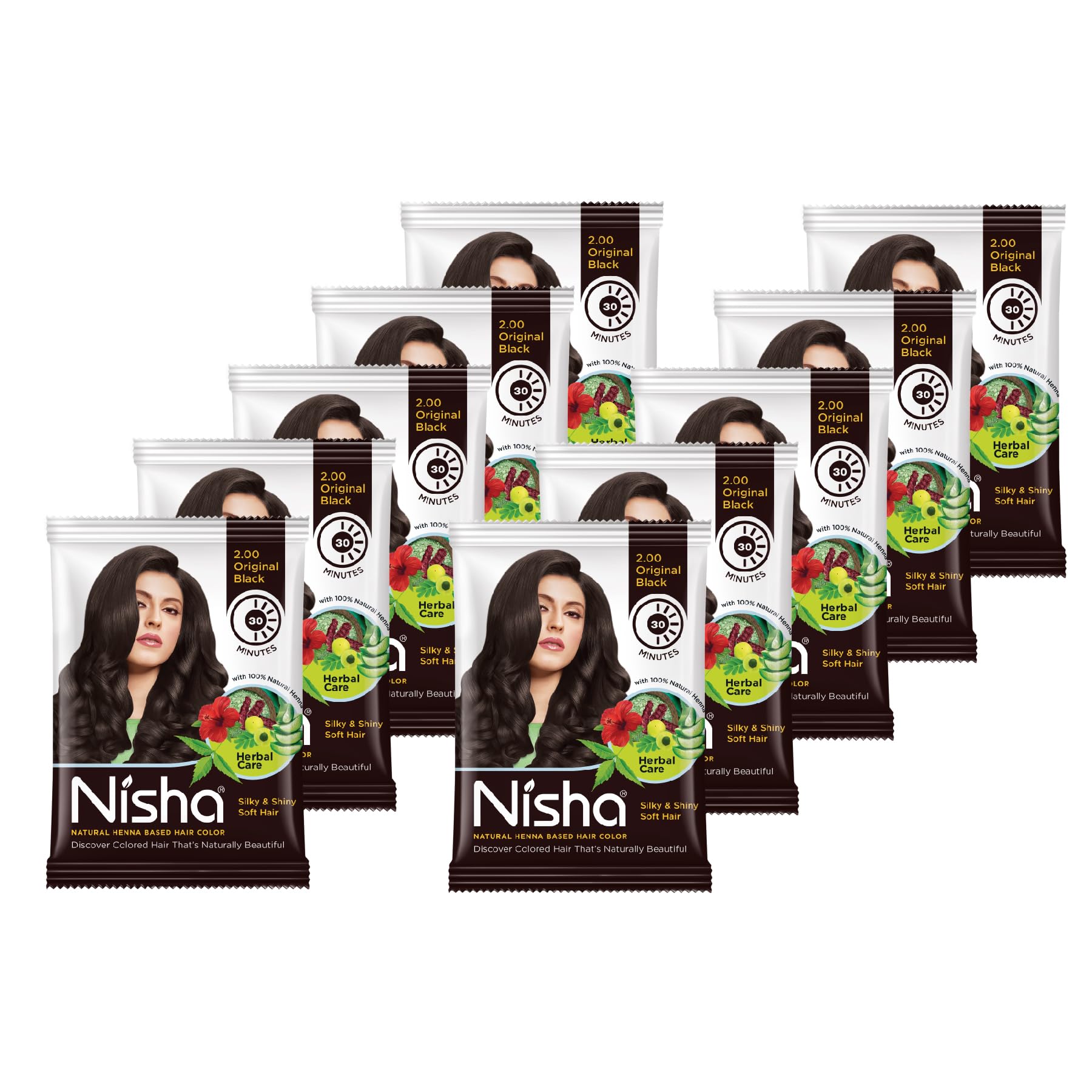 Nisha Natural Henna Powder For Hair Colour, 2.0 Original Black Hair Color, Herbal Conditioning Hair Dye for Silky & Shiny Soft Hair Colour for Men & Women-image-37