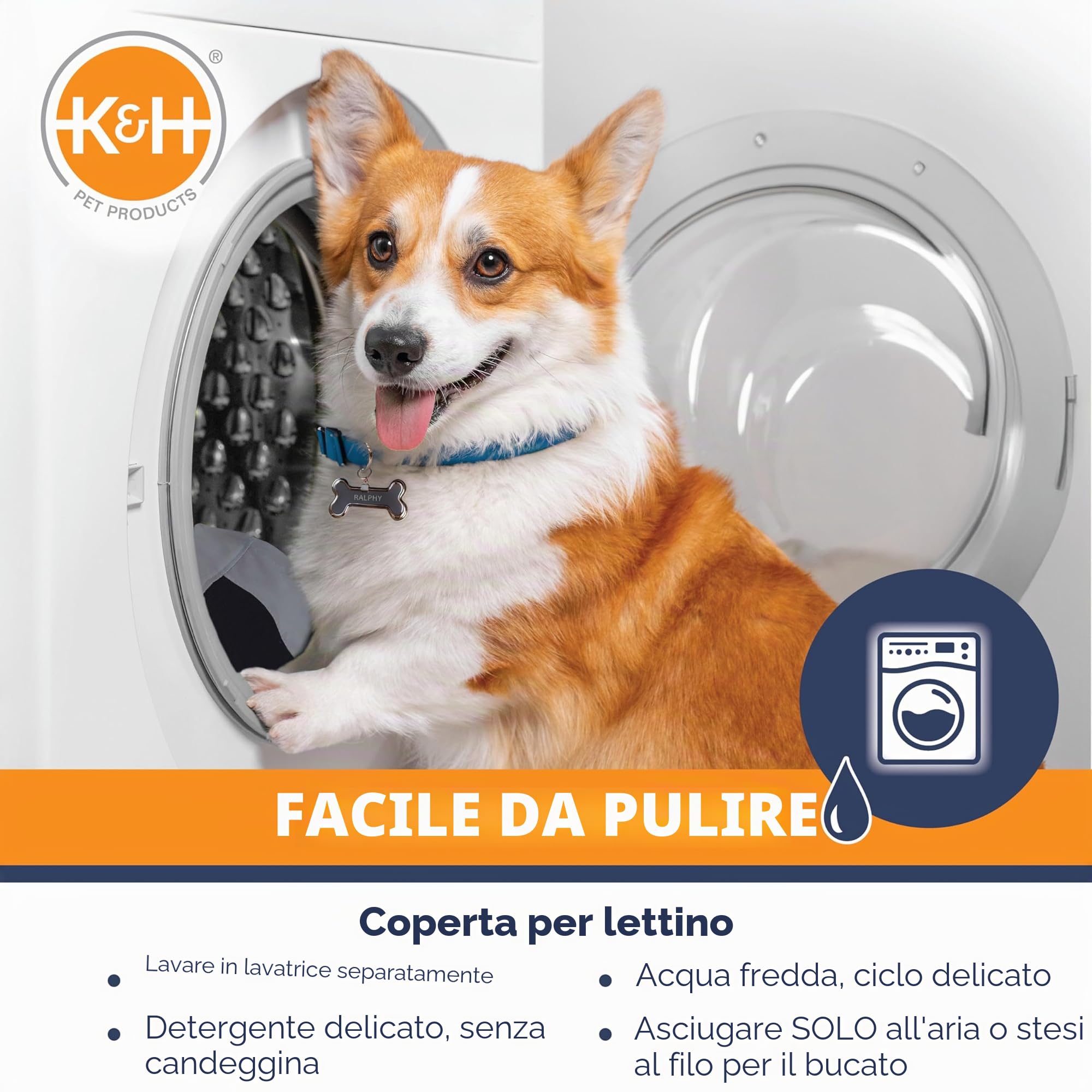 K&H Prodotti per animali domestici, letto rialzato per cani con rete traspirante lavabile, piedini in gomma antiscivolo, lettino portatile per interni ed esterni, rete grigia/nera