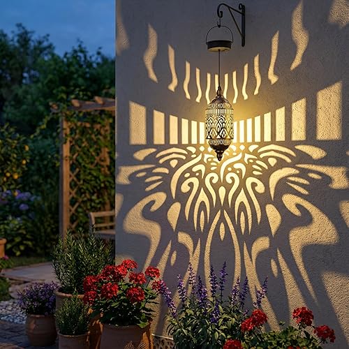 Vista 74 de Twinkya Luces solares colgantes para jardín al aire libre, farol solar impermeable, de metal, marroquí, decoración al aire libre para patio, camino