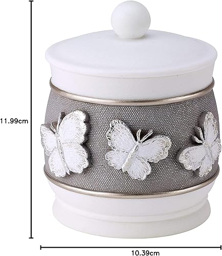 Vista 13 de Avanti Linens - Tarro cubierto, artículos esenciales para el baño de invitados, decoración del hogar inspirada en mariposas (colección Yara)
