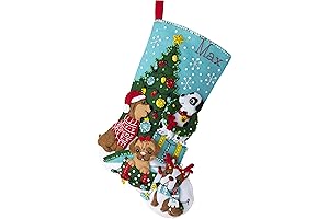 Bucilla Felt Applique 18" Christmas Dogs Stocking Making Kit