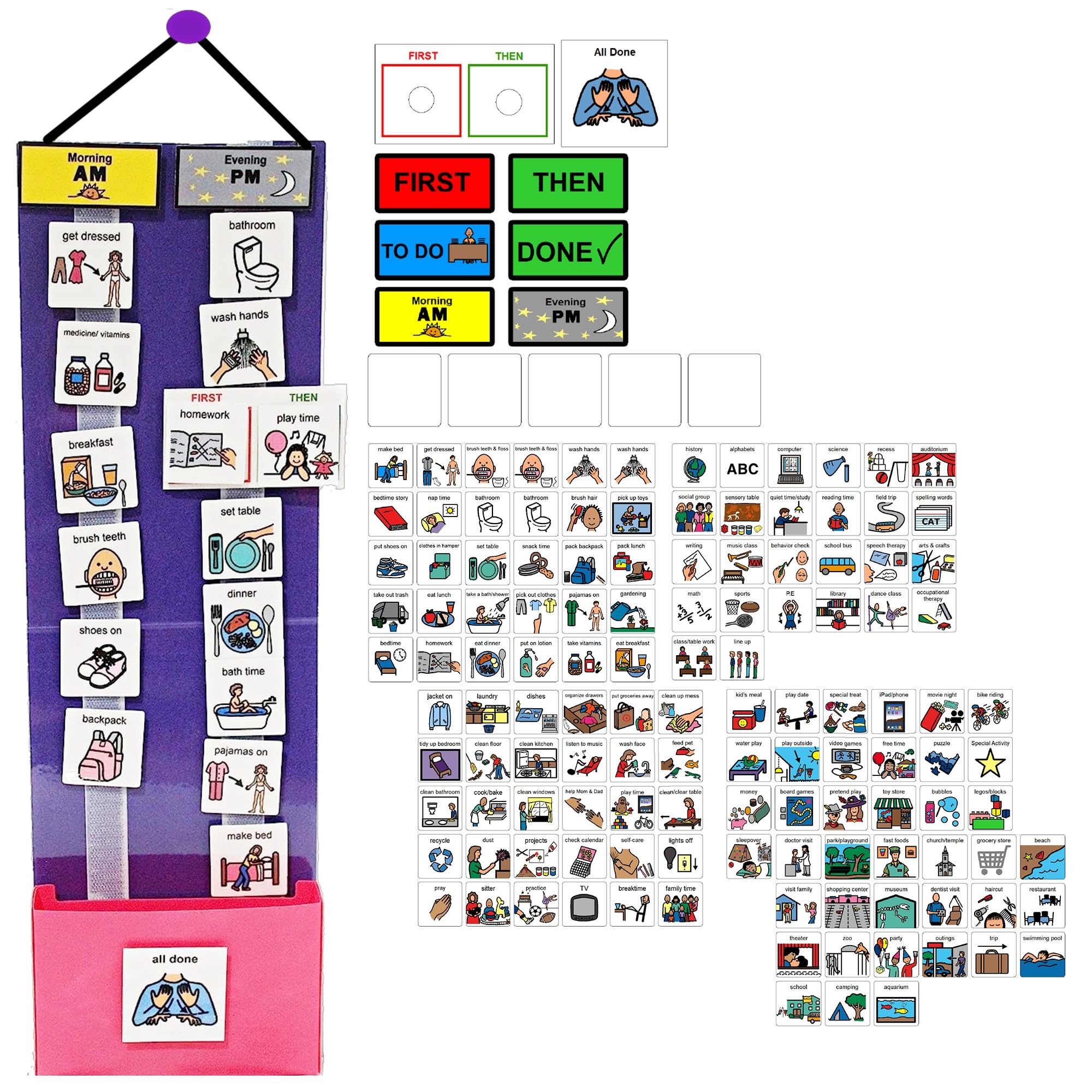 Visual Schedule for Kids – 133 Durable Plastic Picture Cards with Soft Loop Coins | Daily Routine & Chore Reward Chart for Home, School, Autism, ADHD