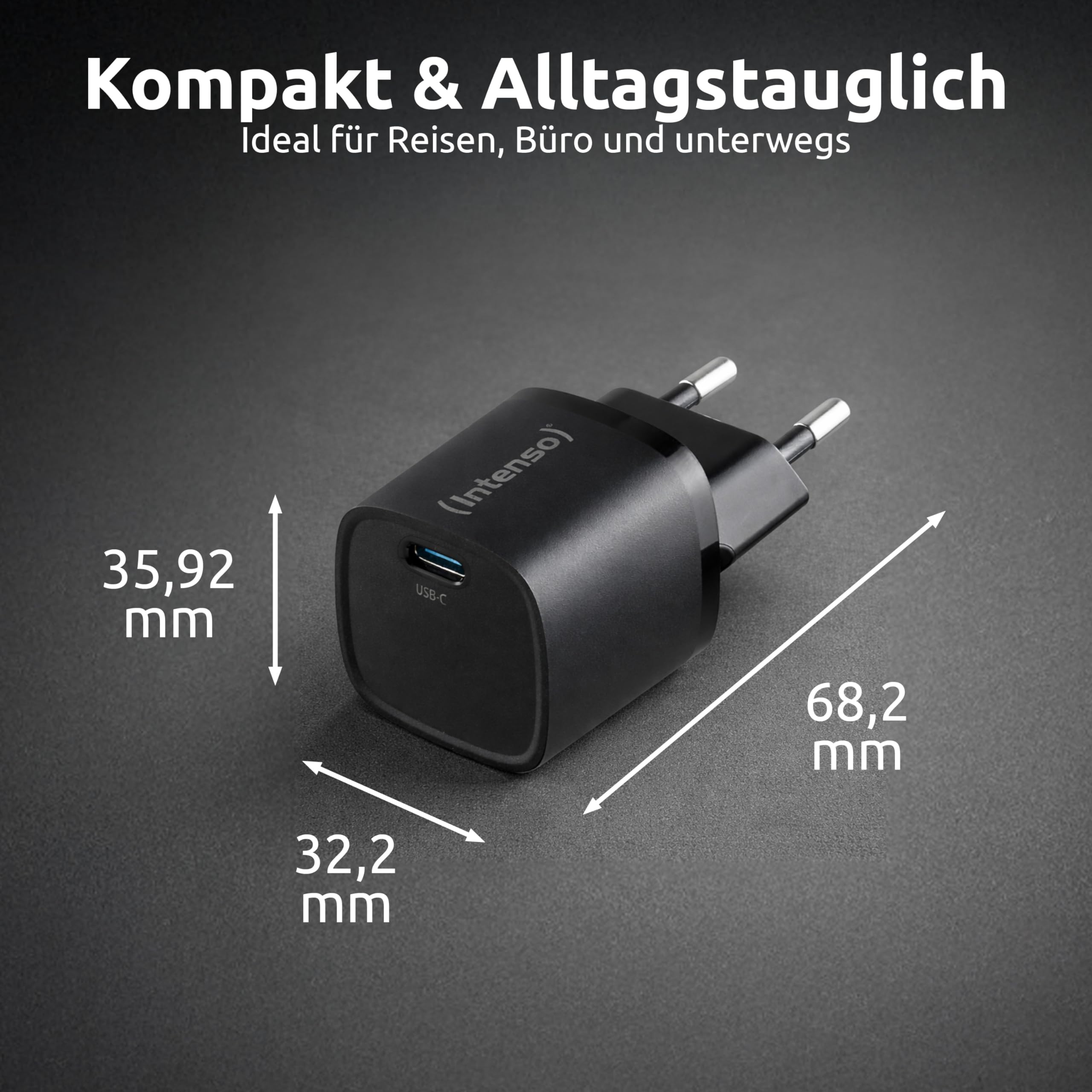 Intenso Adapter zasilania W30C² GaN, USB-C zasilacz sieciowy o mocy 30 W i technologii GaN, czarny