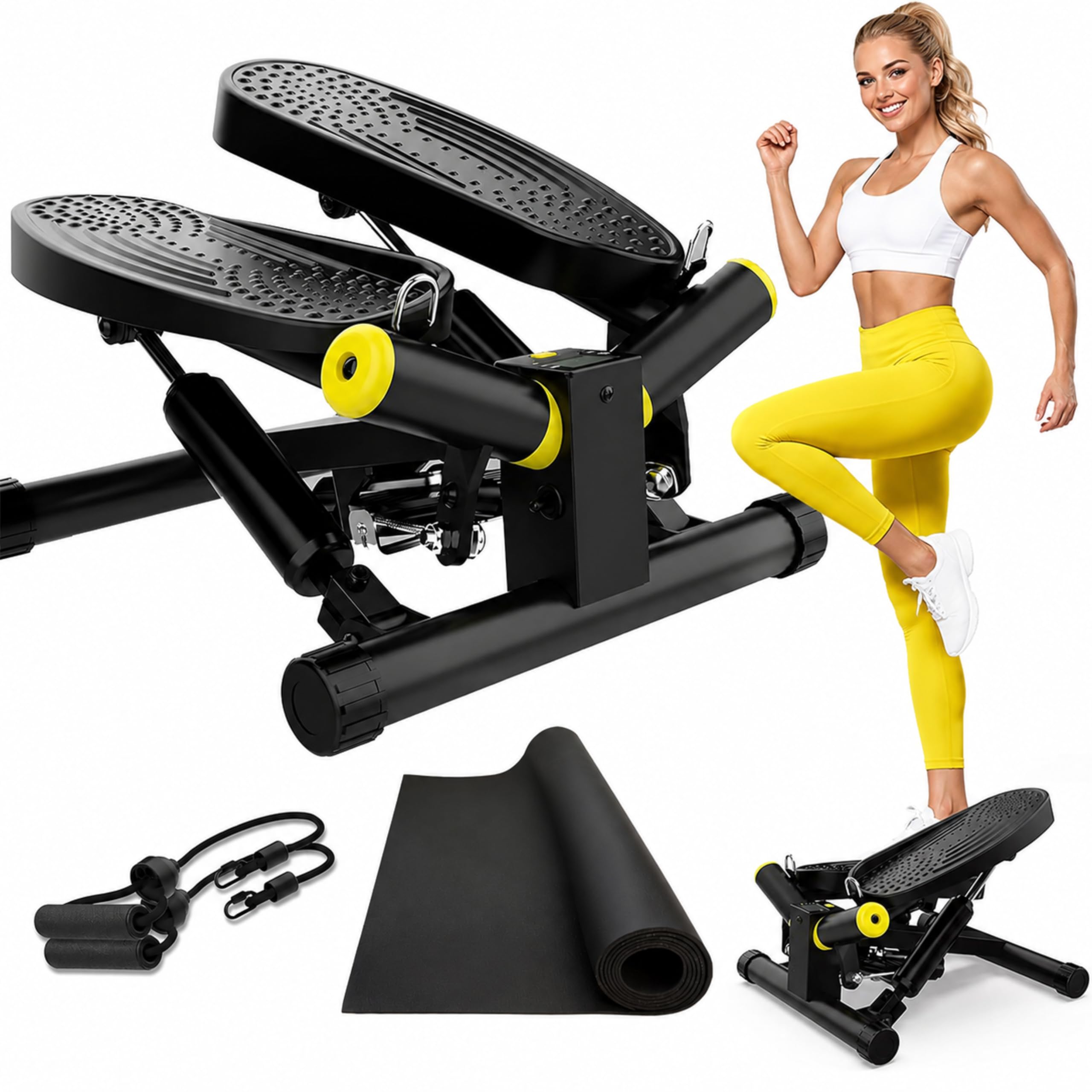 ZIWWVY- Mini Twist Stepper with Resistance Bands and Mat, Stepper Machine with 330LBS Weight Capacity, Stepper for Men and Women Full Body Workout, Adjustable Step Height, Smooth and Quiet-image-26