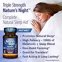 Vista 2 de Zero Brands Nature's Night Triple Strength Quick Dissolve Melatonin 15mg with Supportive Blend Natural Orange Flavor 90 Count Sugar Free