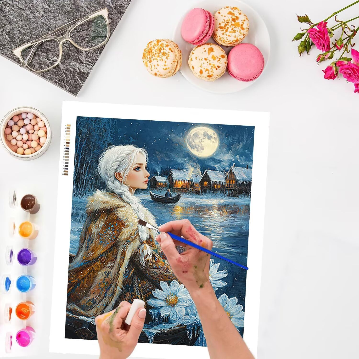 WEISHIWE Femme de vue nocturne Peinture Numero Adulte Kits, 60x80cm m-1051