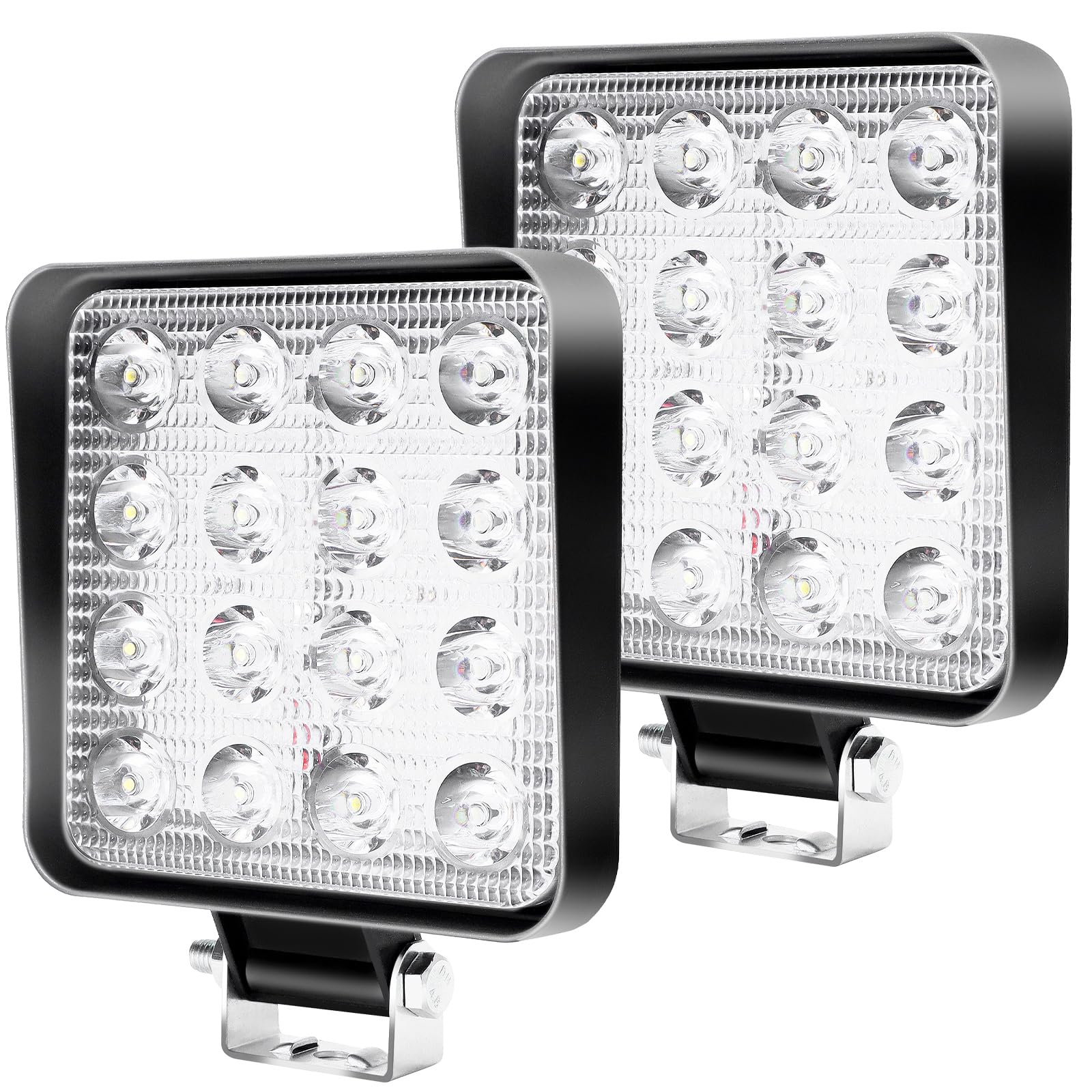 CCLIFE CushHom reflektor roboczy LED, 12 V, 48 W, do samochodu, traktora, IP67, offroad, 6000 K, wodoszczelny, do SUV, UTV, ATV, ciężarówek, 2 sztuki, 13 x 11 x 2 cm