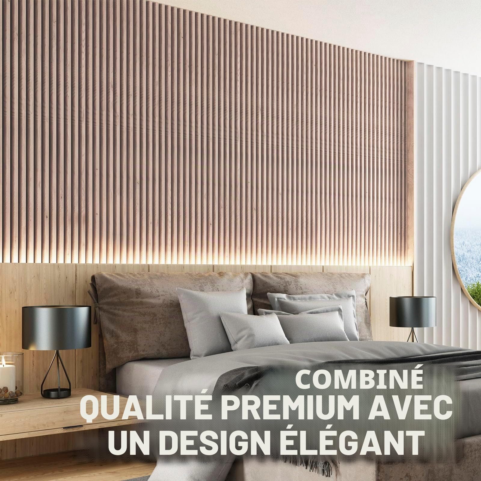 etm Panneaux acoustiques - 60 x 60 cm - Panneaux muraux avec placage en Bois véritable - Revêtement Mural - Panneau Acoustique en Feutre - Feutre Acoustique (White Oak)