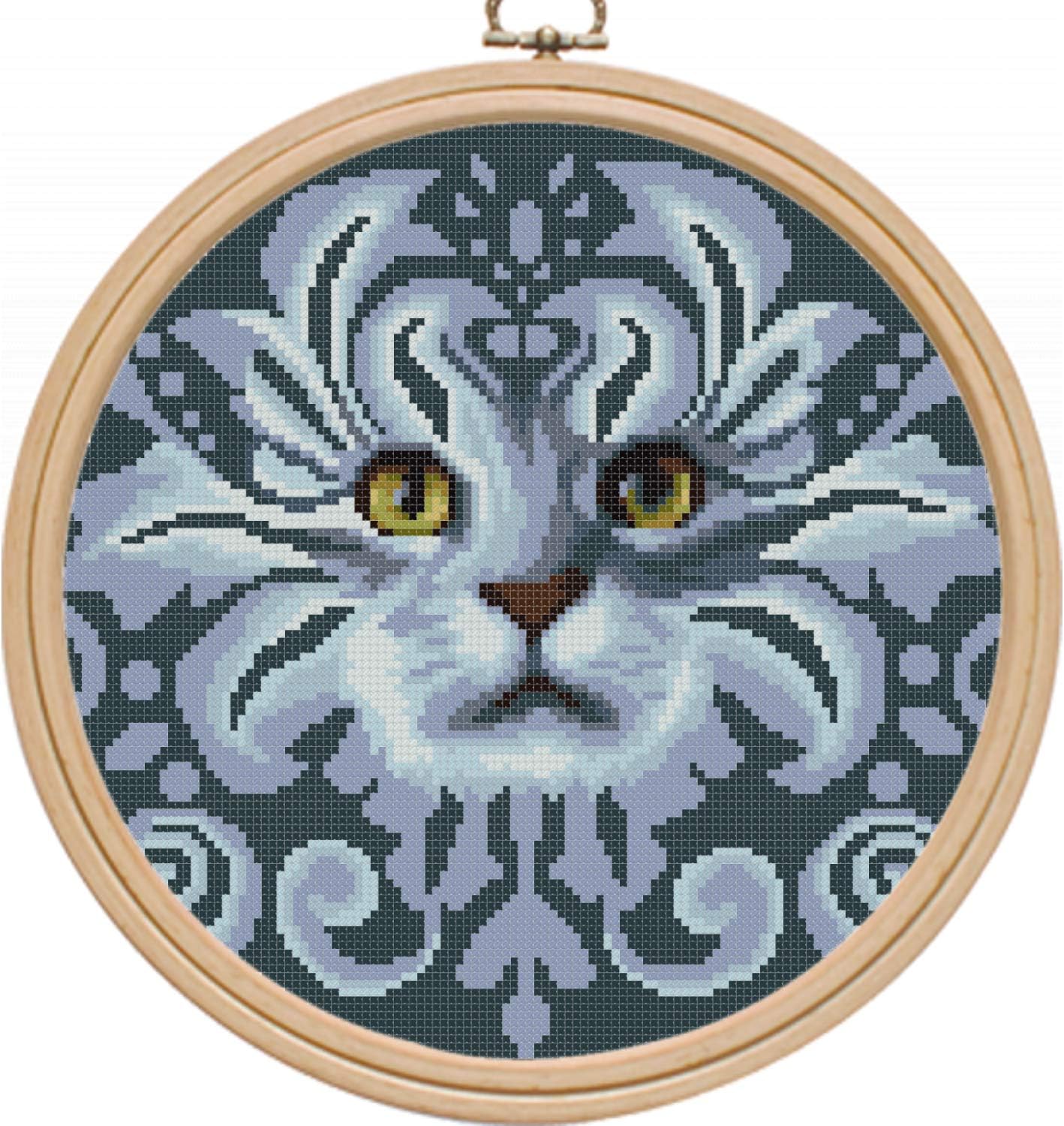 Cross Stitch Patterns Animals PDF, Cute Cat Easy Modern Counted Simple Printable DMC Cross Stitch Design, Home Wall Decor DIY, Materials are NOT Included