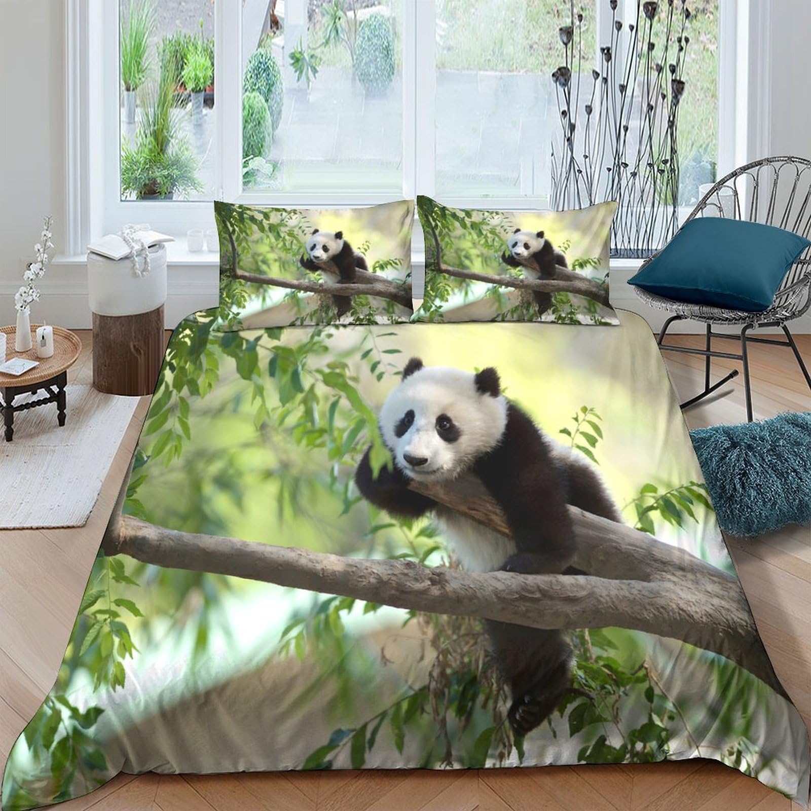 Ctjqhvkz Style-7 3D Printed Panda Forest Fitted Sheet Microfiber Soft Breathable Animal Tree Mattress Cover For Bedroom Decor Single（135X200cm）