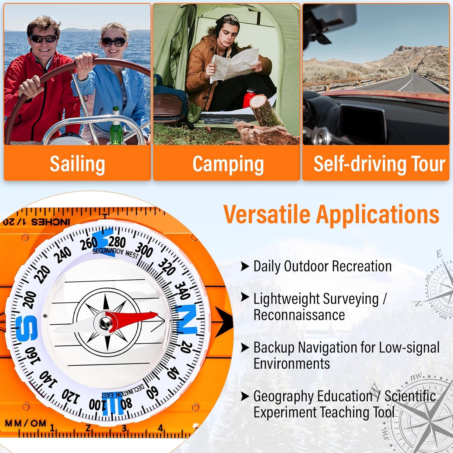 20 Pcs Acrylic Orienteering Compass Hiking Backpacking Survival Reliable Compass Advanced Scout Compasses Outdoor Gear for Map Reading Navigation Camping Survival Exploring