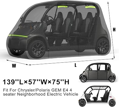 SAPUBK Golf Cart Cover Golf Cart Accessories with Side Door Ziper Compatible with Club Car/EZ-GO/Yamaha for Rain UV Dust Protection All Weather