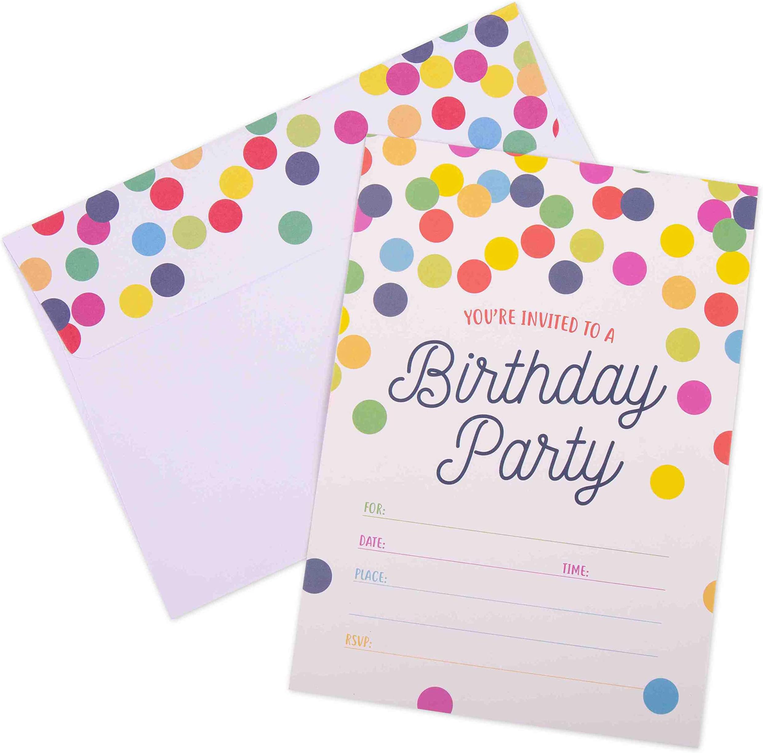 GSM Brands Invitations for Birthday Party - 20 Cards with Envelopes
