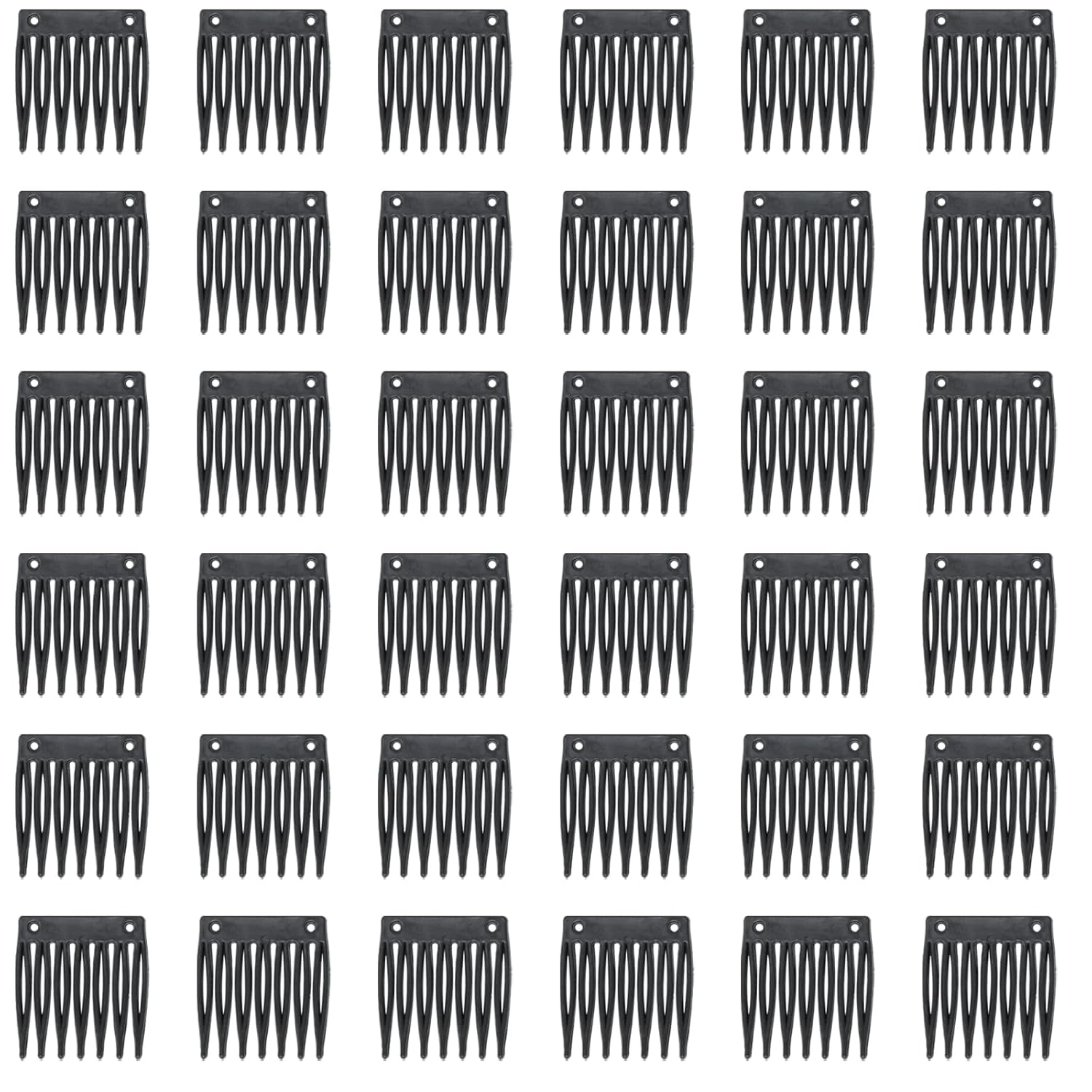 Honbay 60 Pack Black 7-Teeth Plastic Hair Combs for Wedding Veils, Updos, Wigs & Bridal Styling Accessories